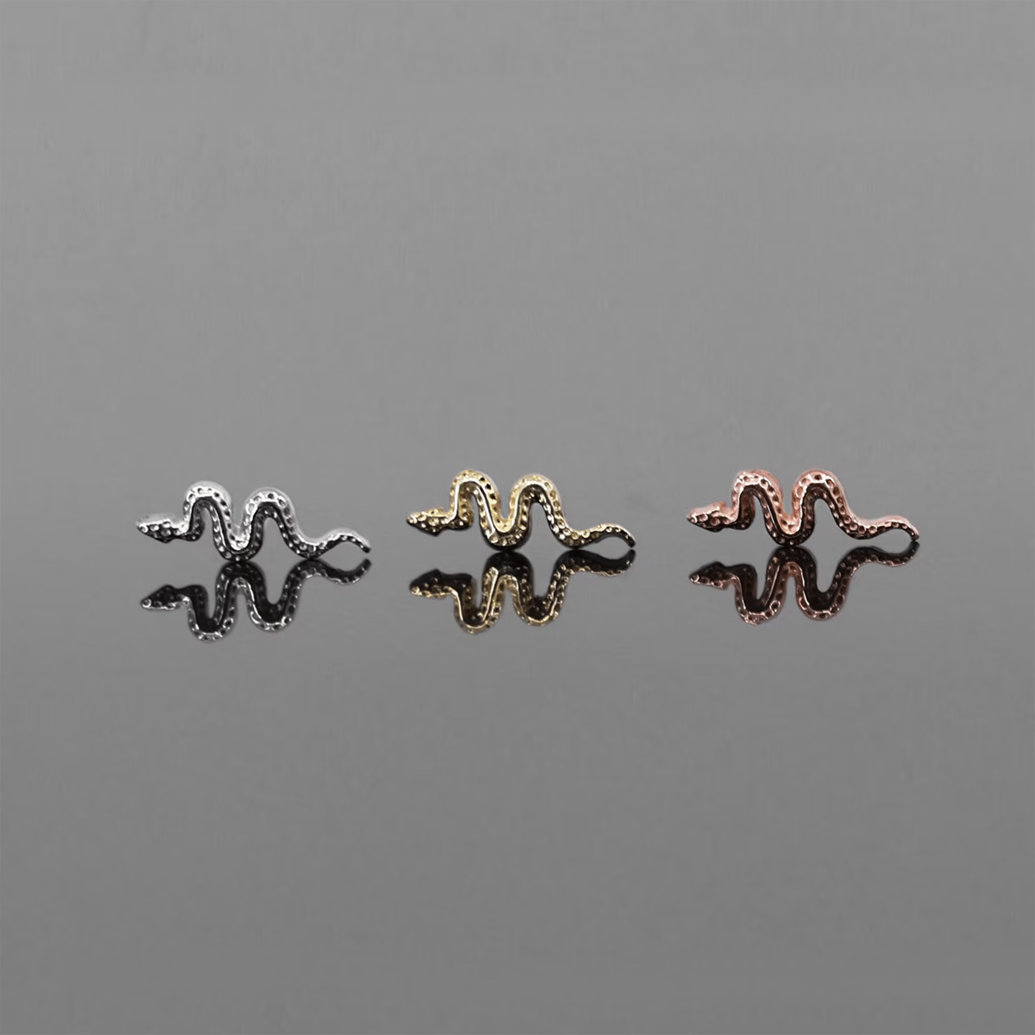 BEATTI Threadless Ends 14K Gold Tiny Snake Internally threaded 14K Gold Tiny Snake Internally threaded