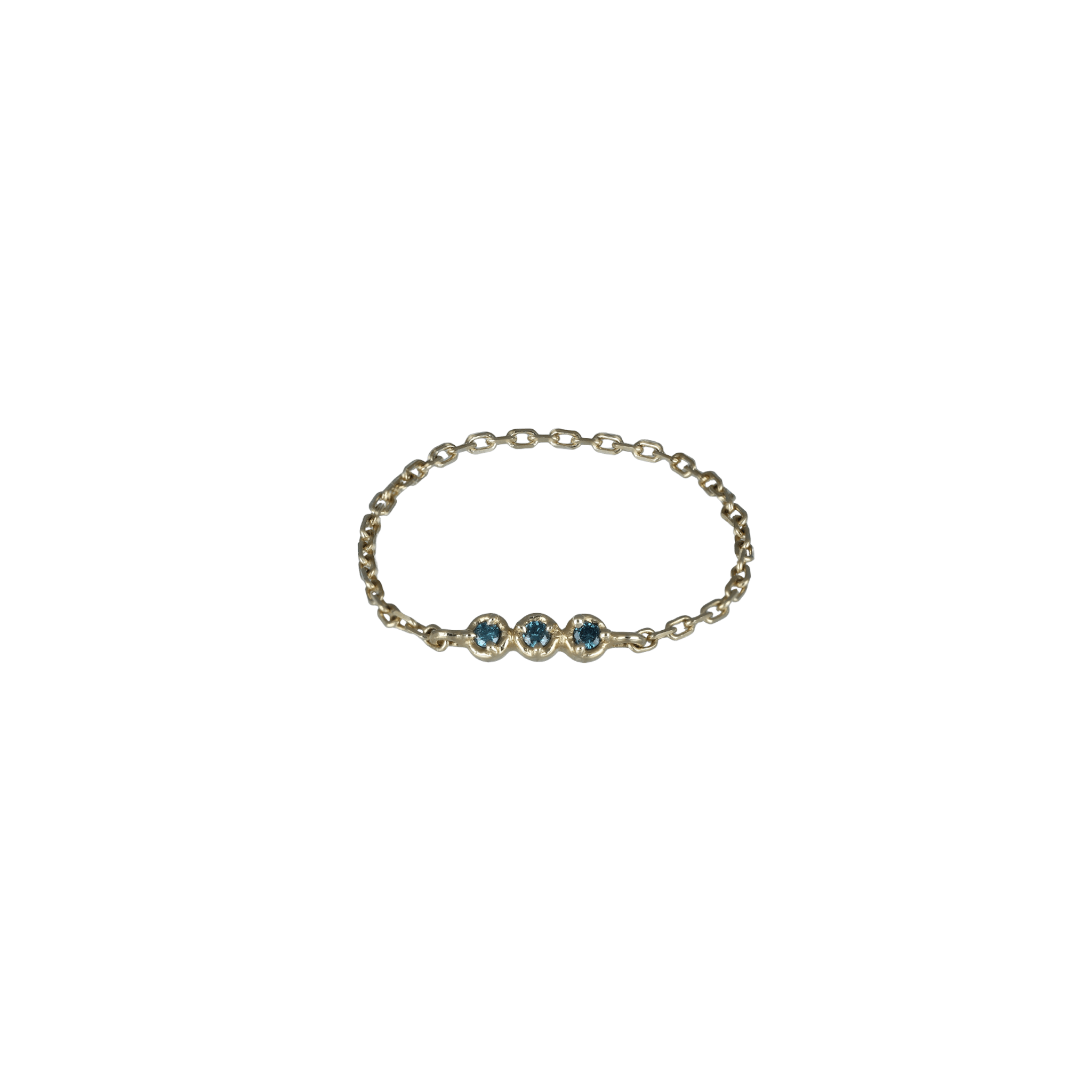 BEATTI Extension US 6.5 (17mm) / London Blue Topaz Sample Sale • 14K Gold Tiny London Blue Topaz Chain Ring YG SS25 SS25 XX 002 YG Sample Sale • 14K Gold Tiny London Blue Topaz Chain Ring YG SS25