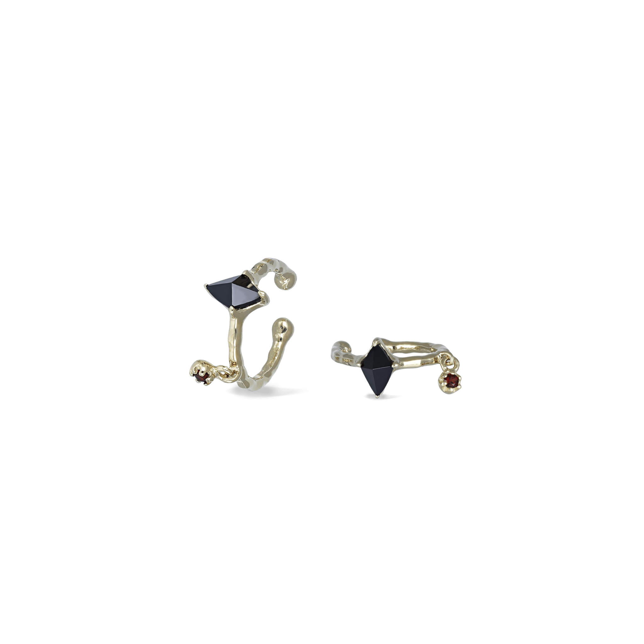 BEATTI Hoops Gold / Black Spinel + Garnet / Right Ear Sample Sale • Rhombus Gemstones Earcuff YG SS25 SS25 EC 005 SV SLB Sample Sale • Rhombus Gemstones Earcuff YG SS25