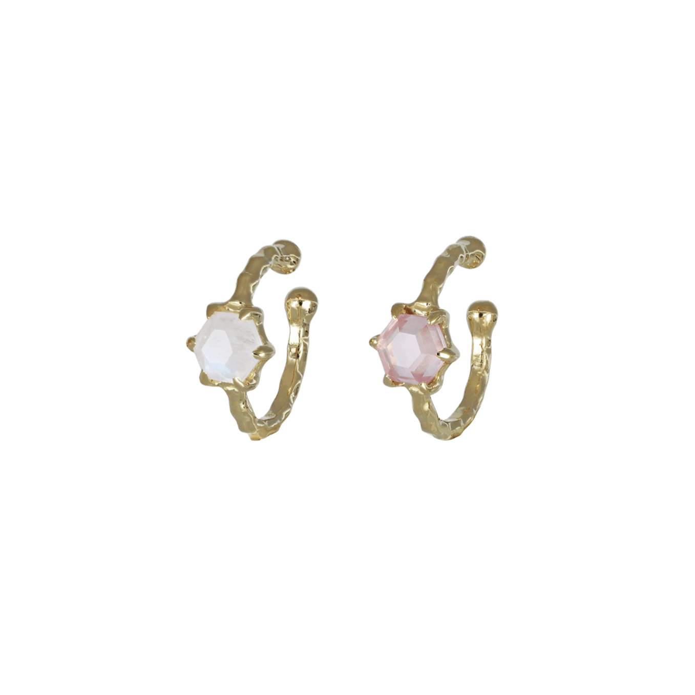 BEATTI Hoops Sample Sale • Hexagon Gemstones Earcuff YG SS25 Sample Sale • Hexagon Gemstones Earcuff YG SS25