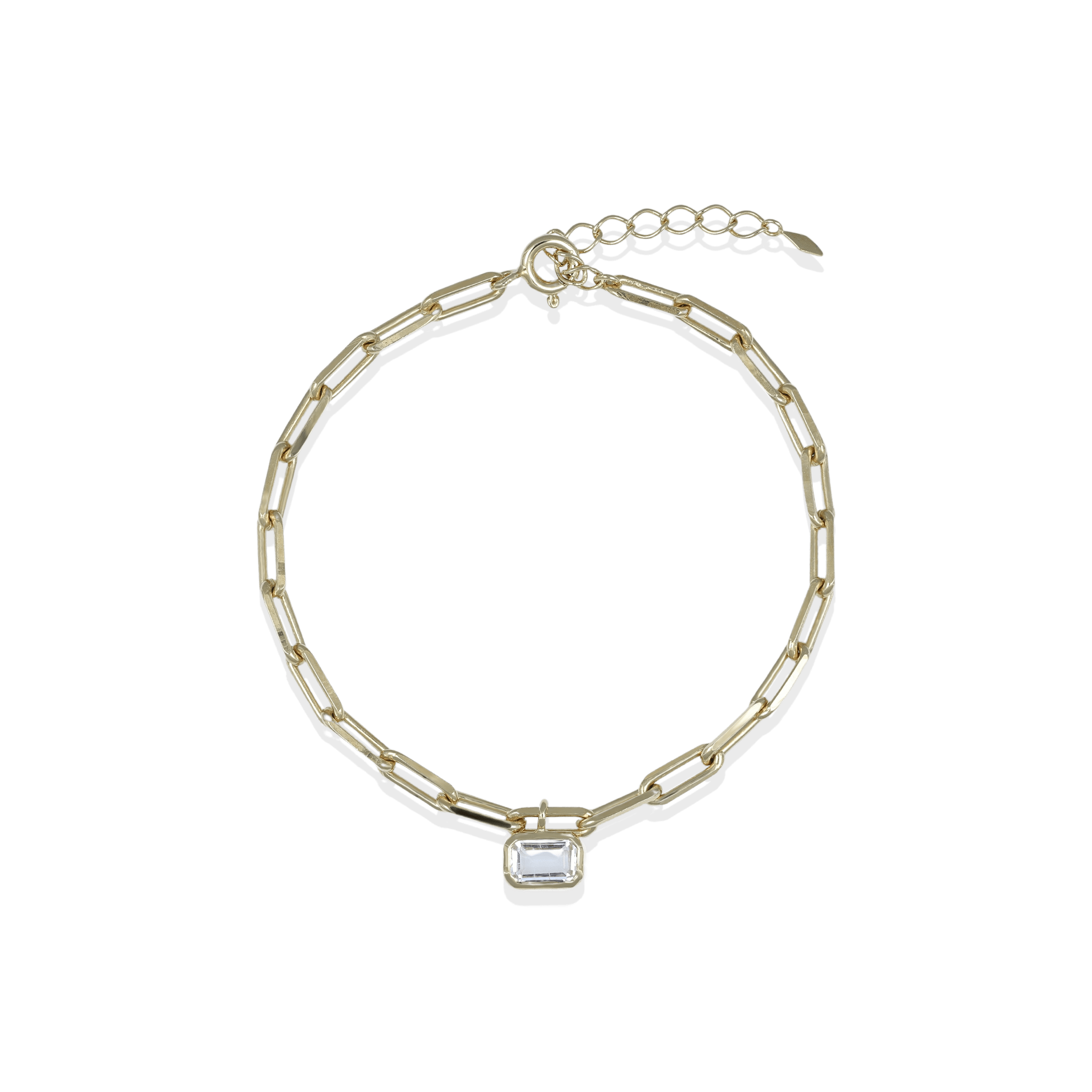 BEATTI Bracelet Gold / Amethyst Rainbow+Moonstone Sample Sale • White Topaz Link Chain Bracelet SV SS25 SS25 BR 023 SV Sample Sale • White Topaz Link Chain Bracelet SV SS25