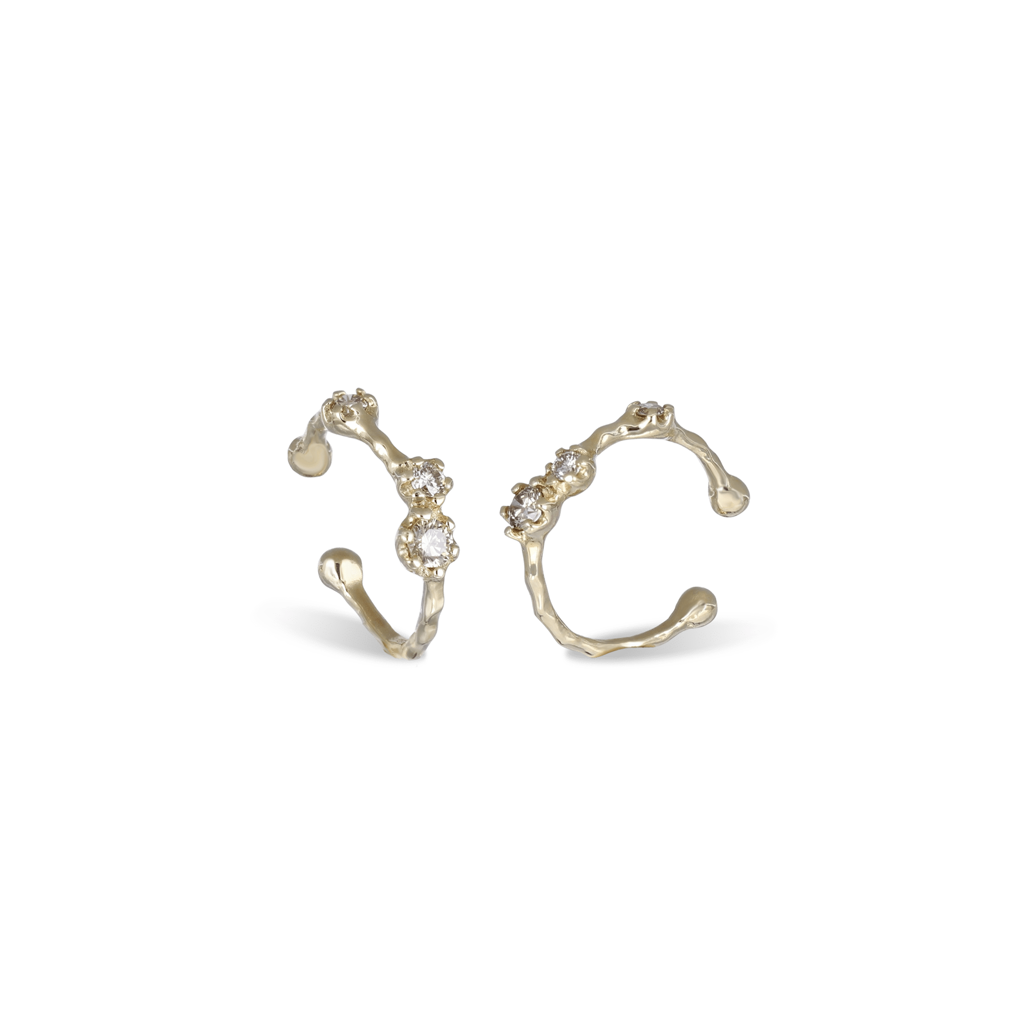 BEATTI Earring Single / Gold / Champagne Diamond Sample Sale • Champagne Diamond Cluster Earcuff SS25 SS25 EC 005 14K DIA Sample Sale • Champagne Diamond Cluster Earcuff SS25