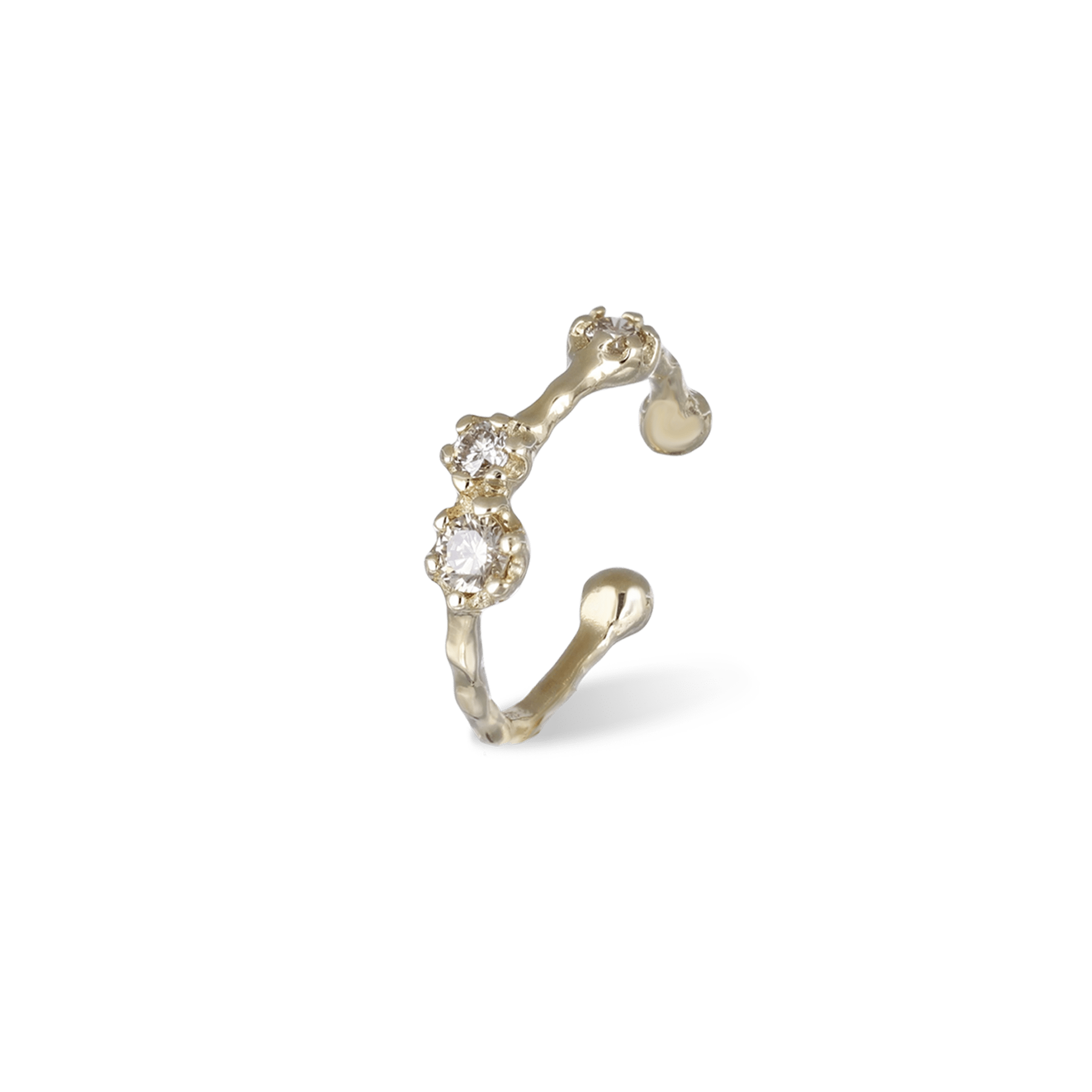 BEATTI Earring Single / Gold / Champagne Diamond Sample Sale • Champagne Diamond Cluster Earcuff SS25 SS25 EC 005 14K DIA Sample Sale • Champagne Diamond Cluster Earcuff SS25