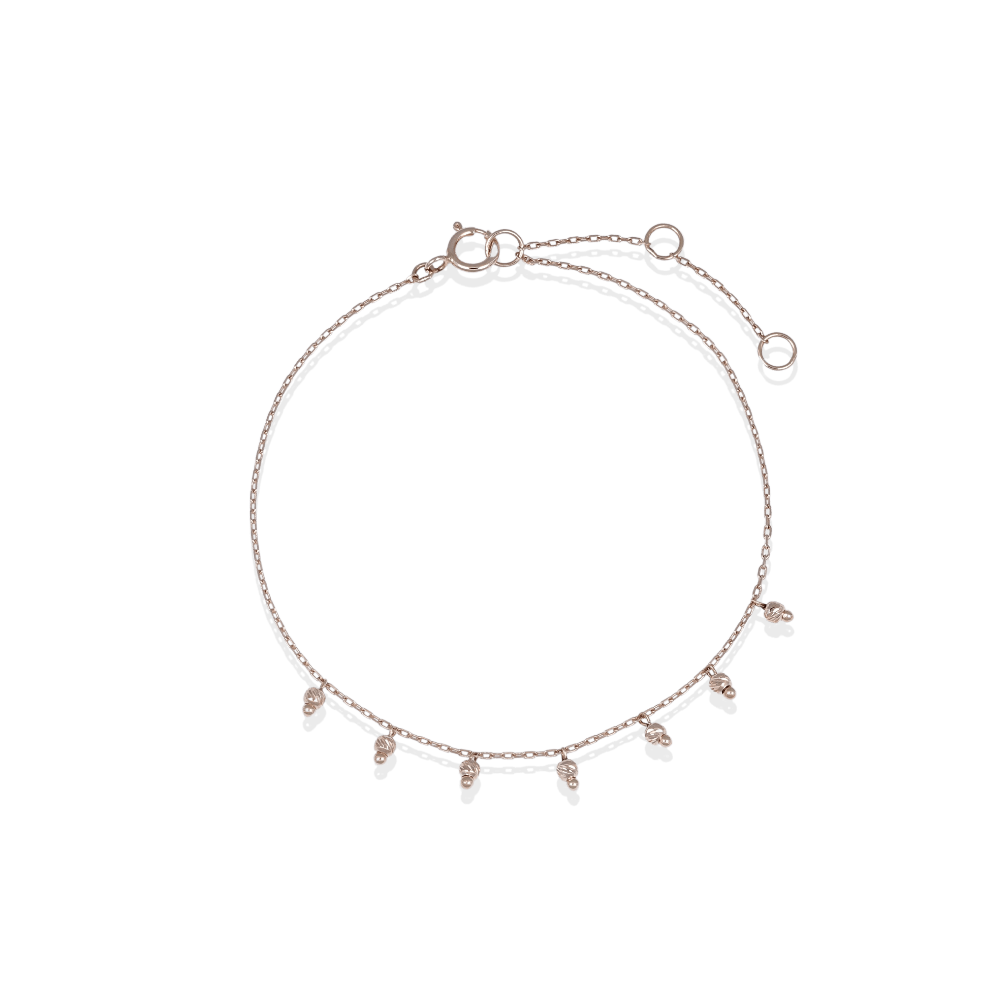BEATTI Bracelet Rose Gold Sample Sale • 14K Rose Gold Cutting Ball Charms Bracelet SS25 SS25 BR 024 RG Sample Sale • 14K Rose Gold Cutting Ball Charms Bracelet SS25
