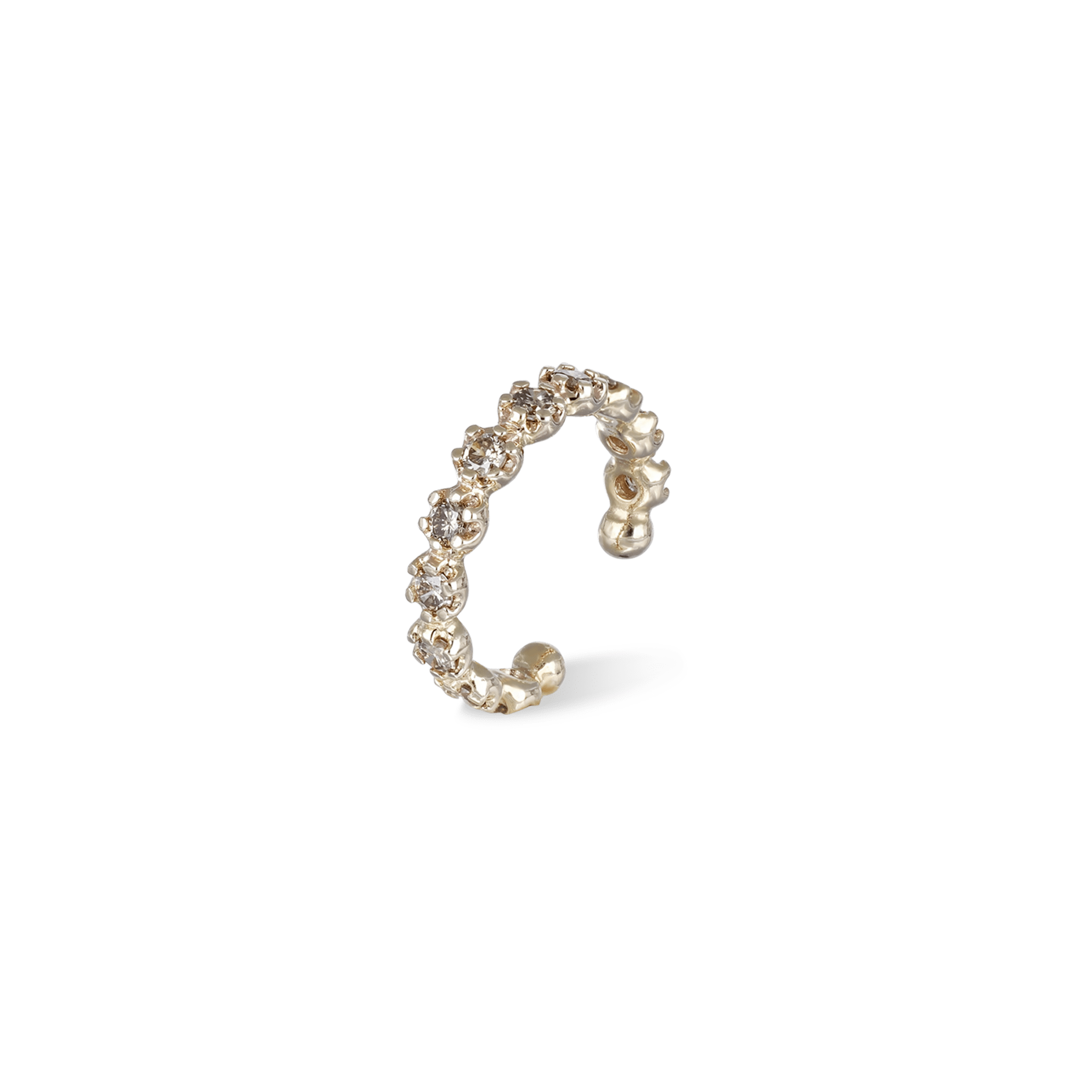 BEATTI Earring Single / Gold / Champagne Diamond Sample Sale • 14K Solid Champagne Diamond Earcuff SS25 SS25 EC 006 14K DIA Sample Sale • 14K Solid Champagne Diamond Earcuff SS25
