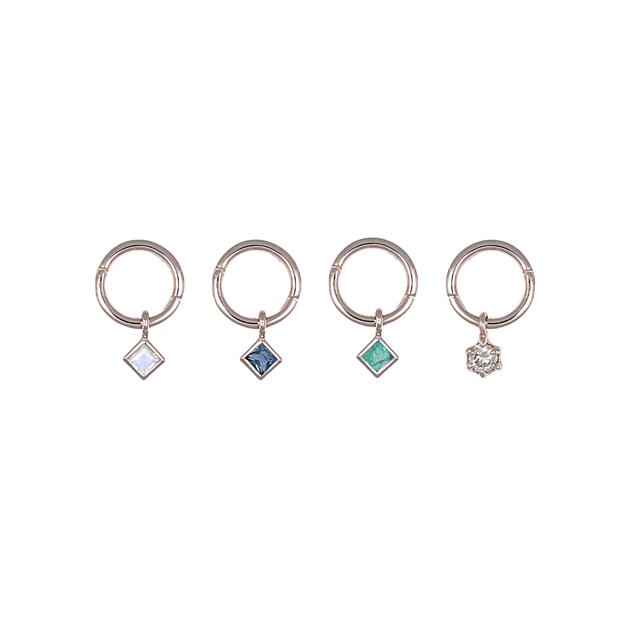 BEATTI Hoops Sample Sale • 6mm 18G Rose Gold Hoop with Gemstones RG SS25 Sample Sale • 6mm 18G Rose Gold Hoop with Gemstones RG SS25
