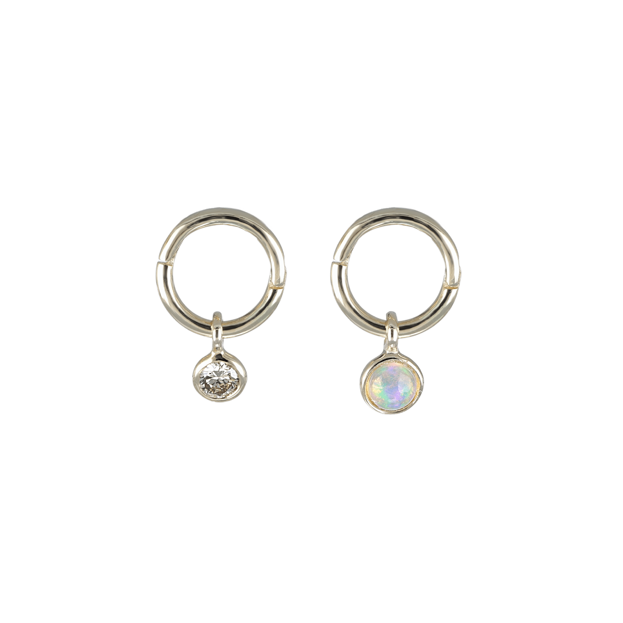 BEATTI Hoops Sample Sale • 14K Gold Clicker with Gemstone Charm (SIDE FACING JUMP RING) YG SS25 Sample Sale • 14K Gold Clicker with Gemstone Charm (SIDE FACING JUMP RING) YG SS25