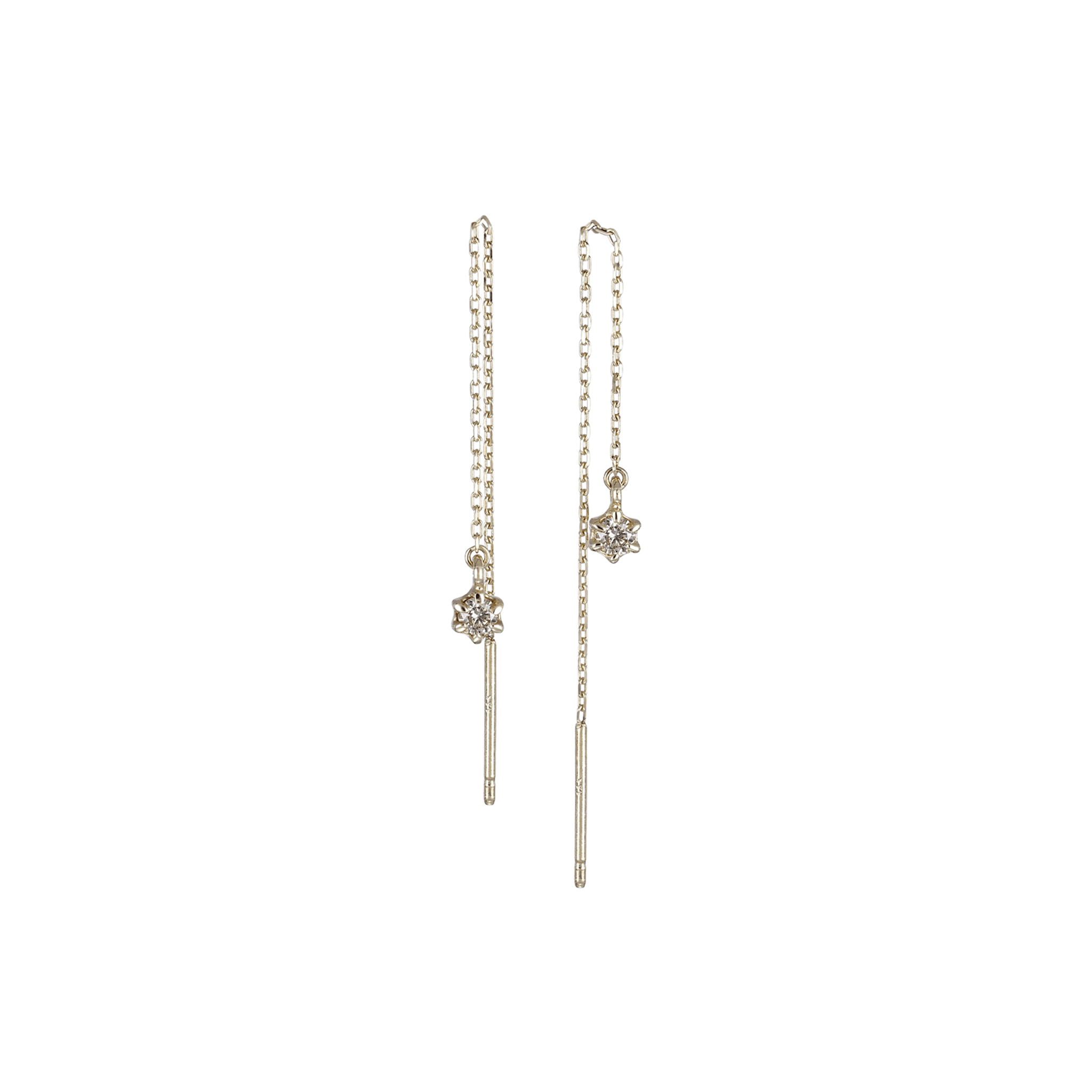 BEATTI Earring Pair / Gold / Natural Champagne Diamond Sample Sale • 14K Solid Champagne Diamond Threaders SS25 SS25 E 016 14K DIA Sample Sale • 14K Solid Champagne Diamond Threaders SS25