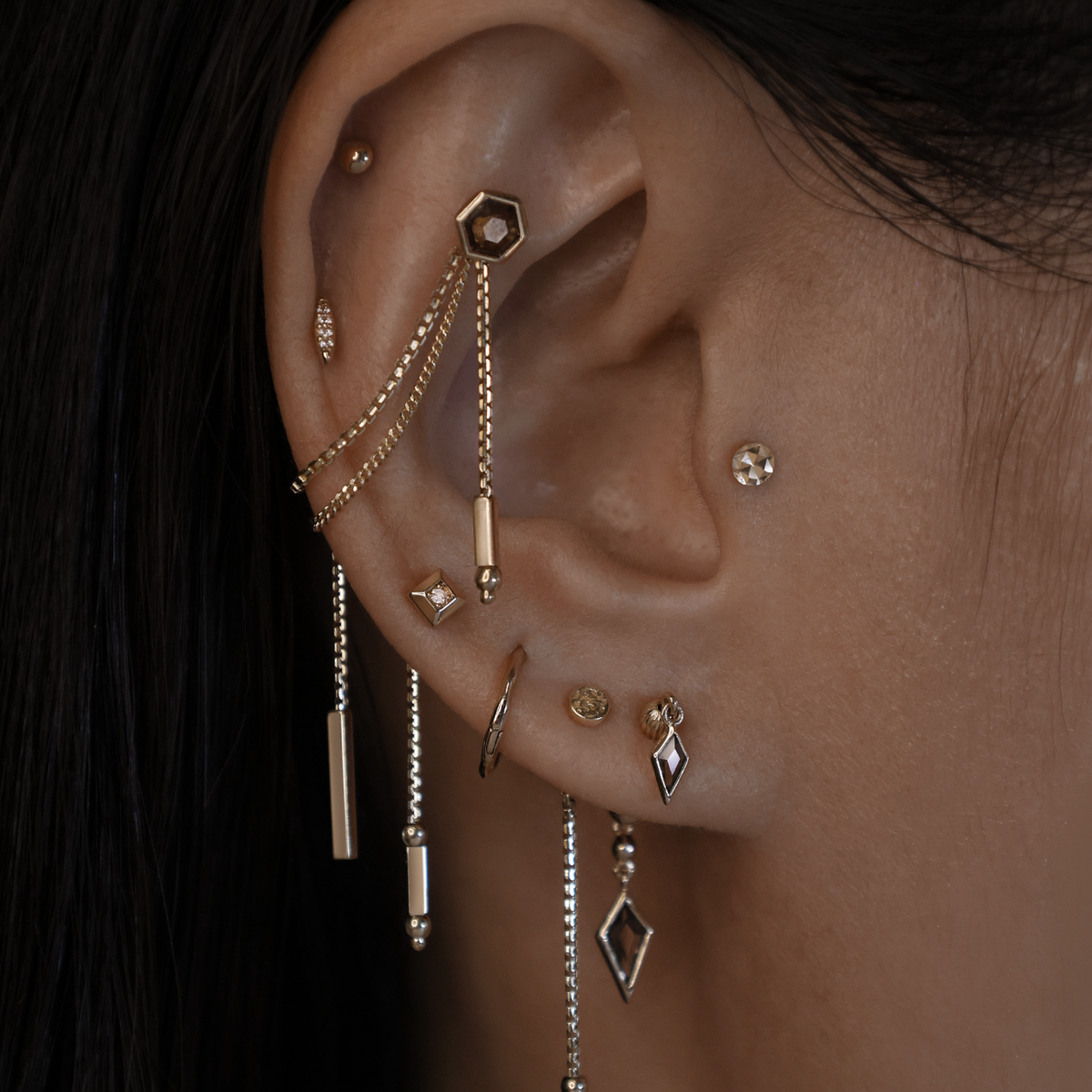 Parallel • 14K Gold Double Chain Attachement