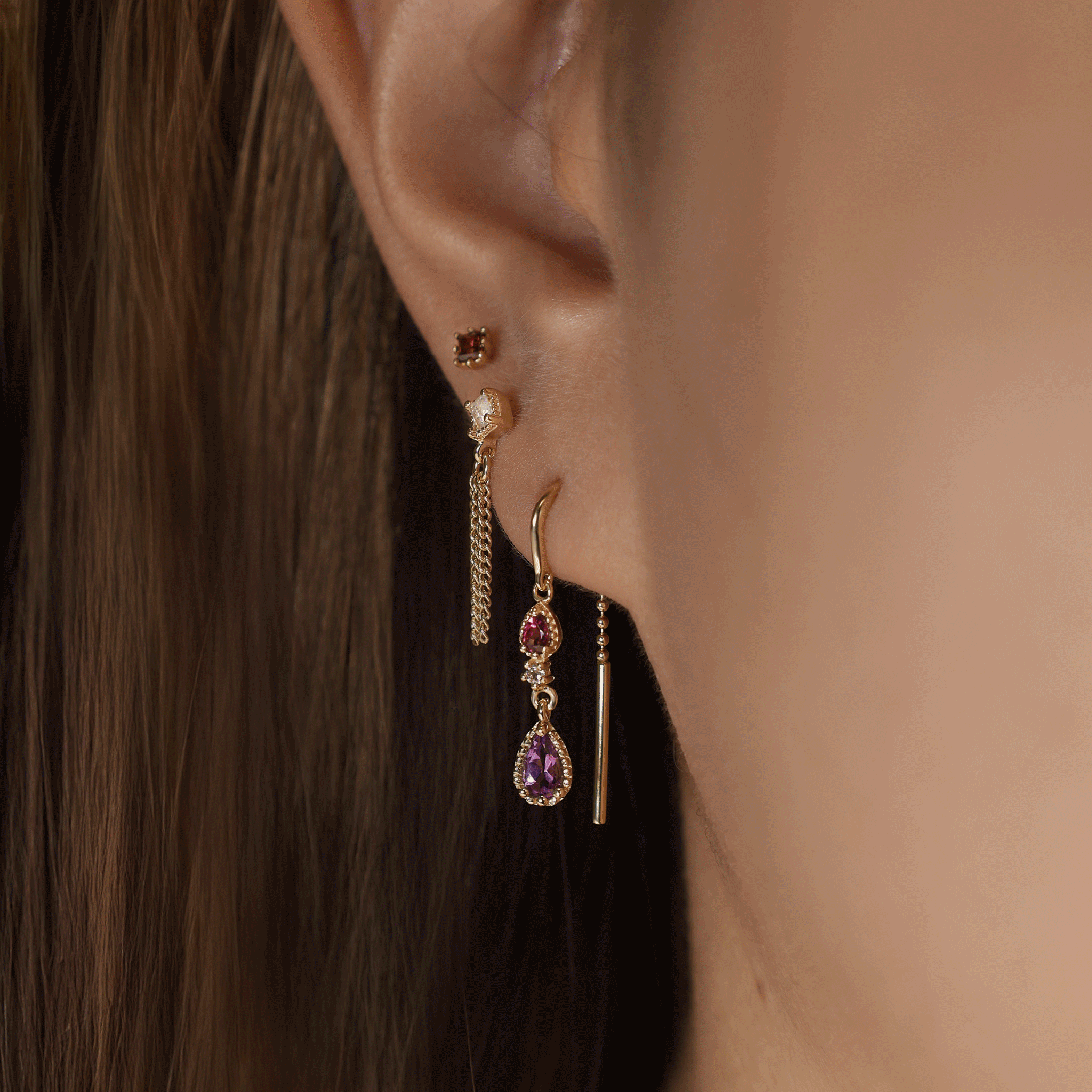 BEATTI Threaders BTE057 • Gemstone Threader Earrings BTE057 • Gemstone Threader Earrings