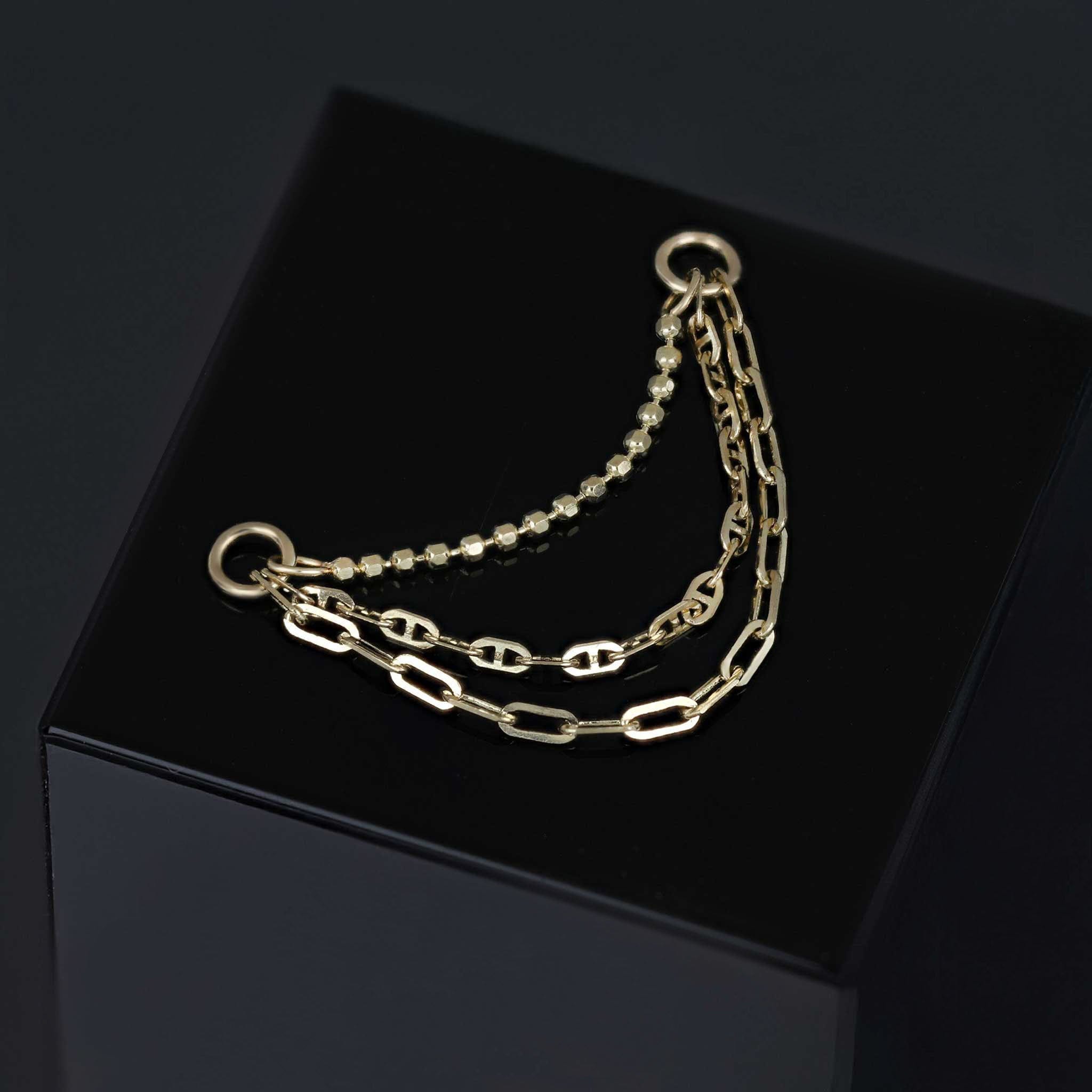 BEATTI Chain Attachments Gold / 22mm Esper • Triple Mixed Chain Attachment SJ045 22mm Esper • Triple Mixed Chain Attachment