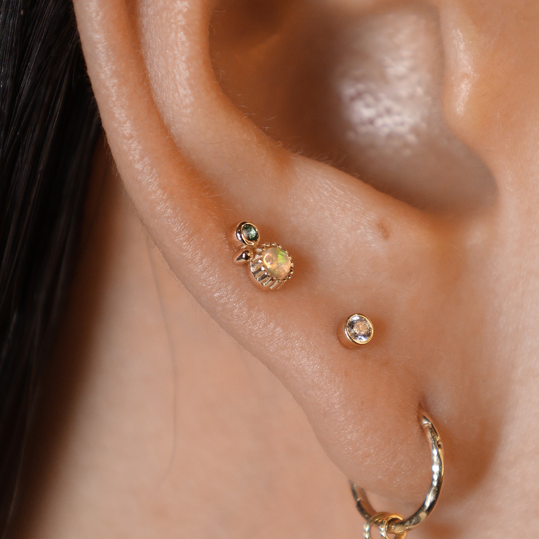 Tiny Bezel CZ Flat Back Stud