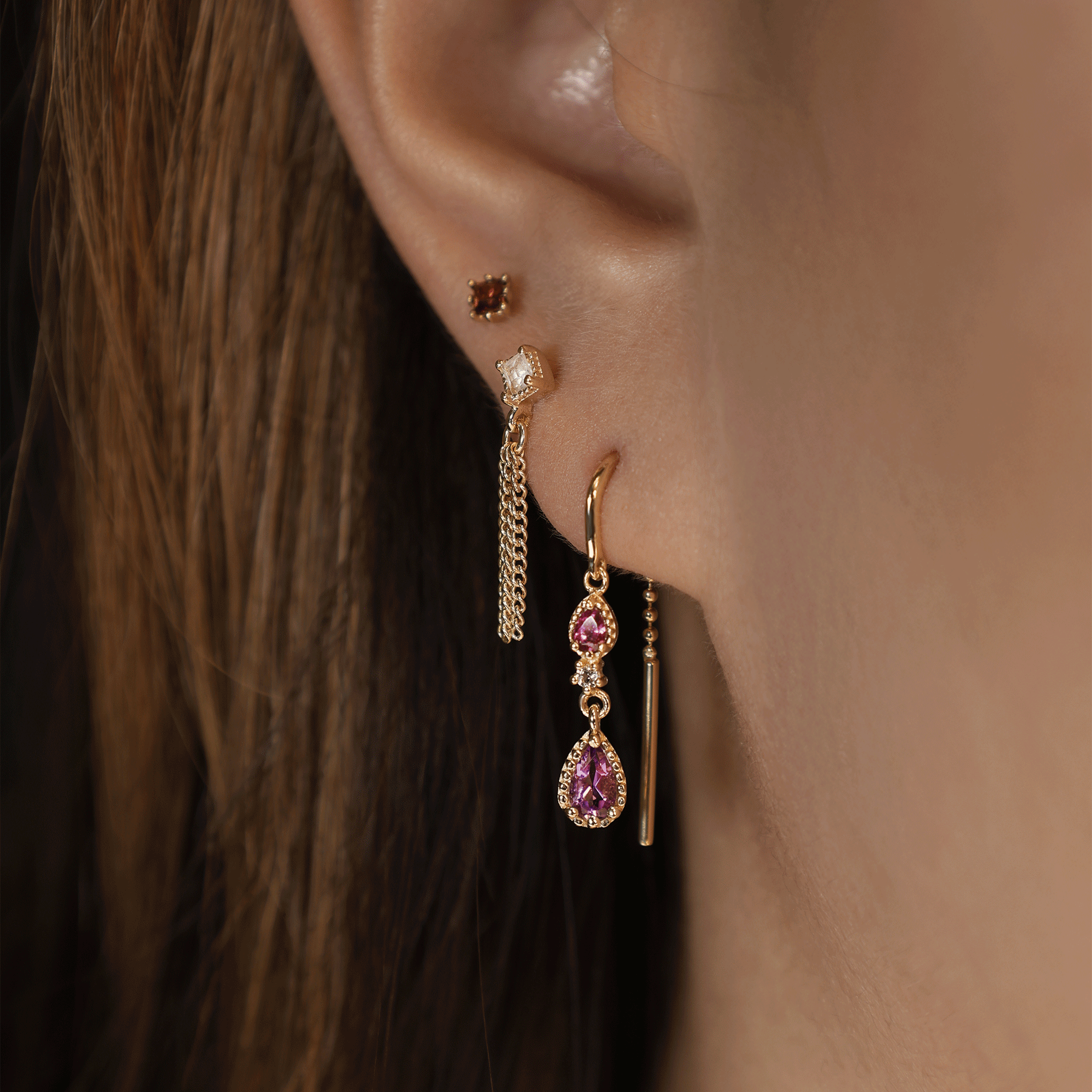 BEATTI Threaders BTE057 • Gemstone Threader Earrings BTE057 • Gemstone Threader Earrings