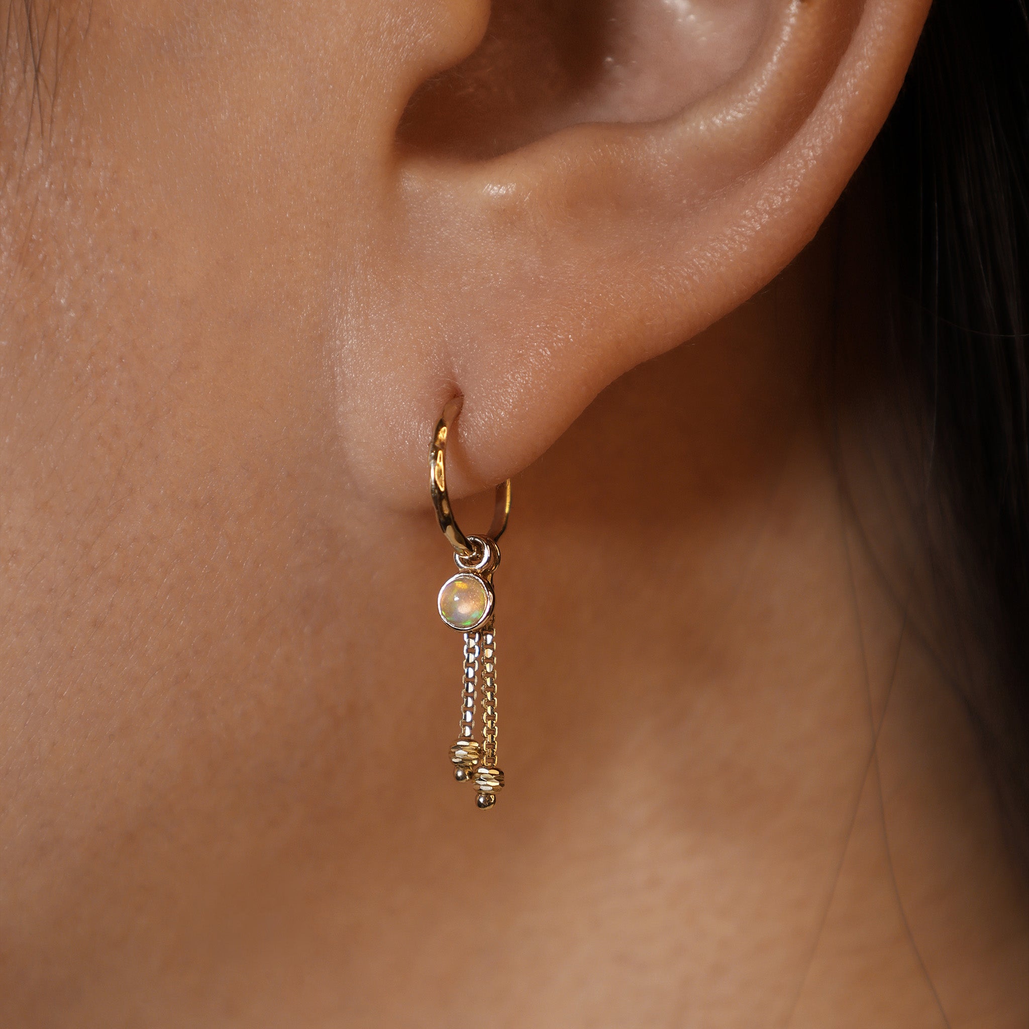 Ethiopian Opal Moonstone Cabochon Hoop Charm