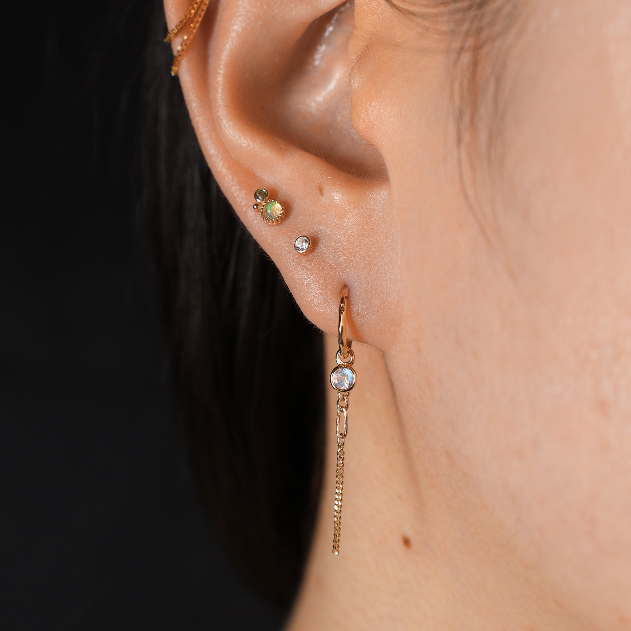 Facet Moonstone Hoop Charm