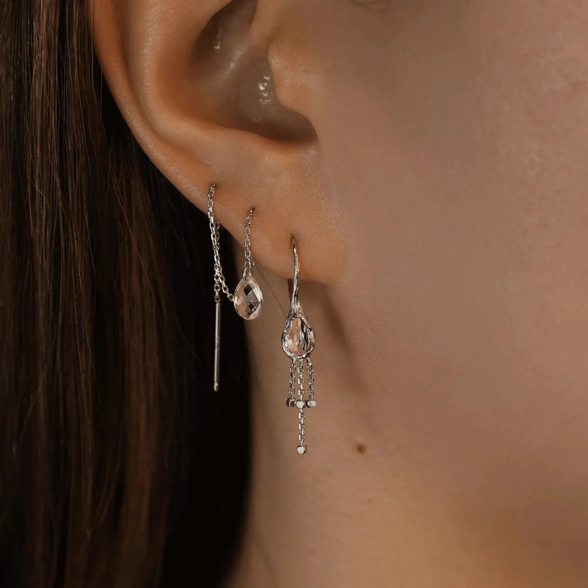 BEATTI Threaders BTE058 • Organic Shape Gemstone Threader Earrings BTE058 • Organic Shape Gemstone Threader Earrings