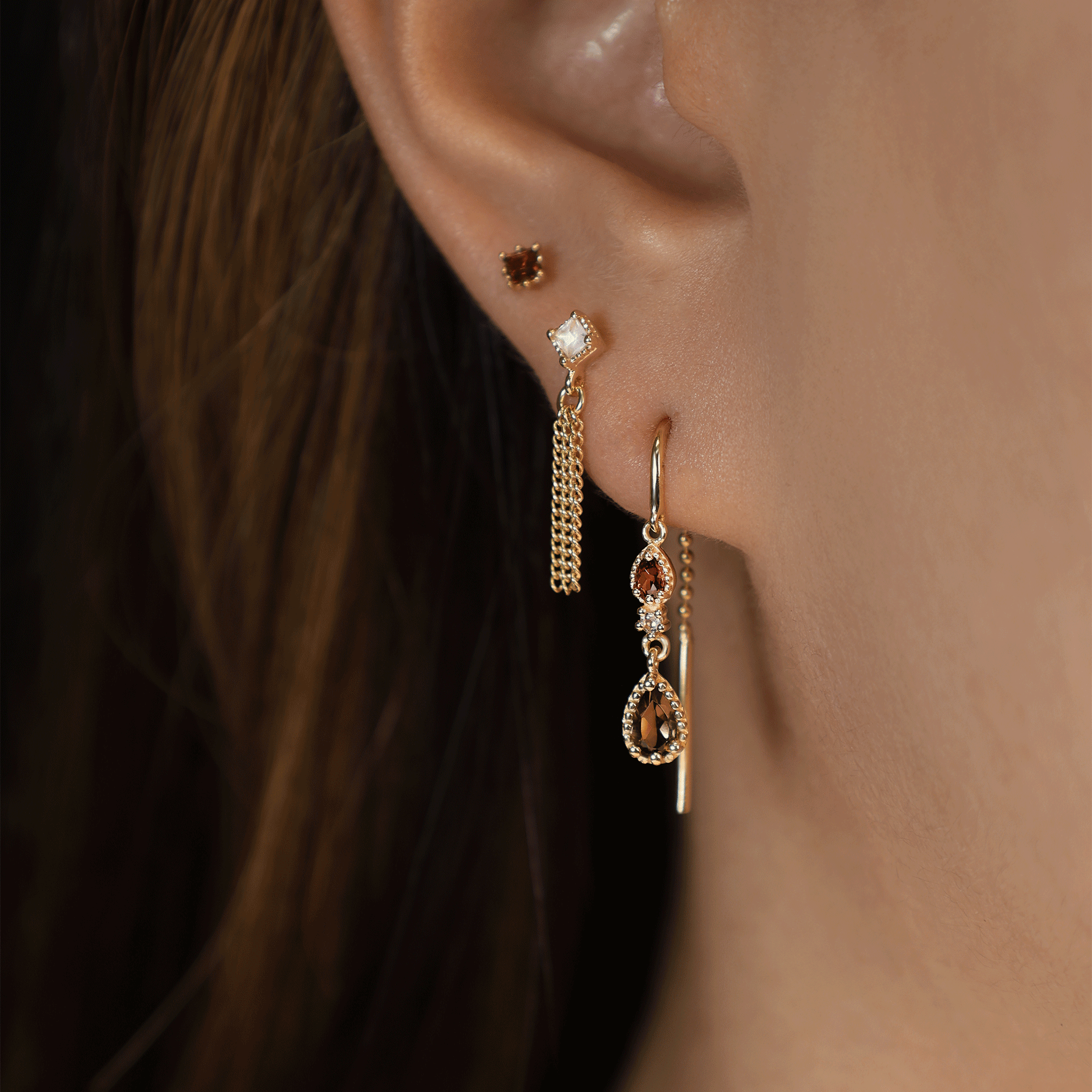 BEATTI Threaders BTE057 • Gemstone Threader Earrings BTE057 • Gemstone Threader Earrings