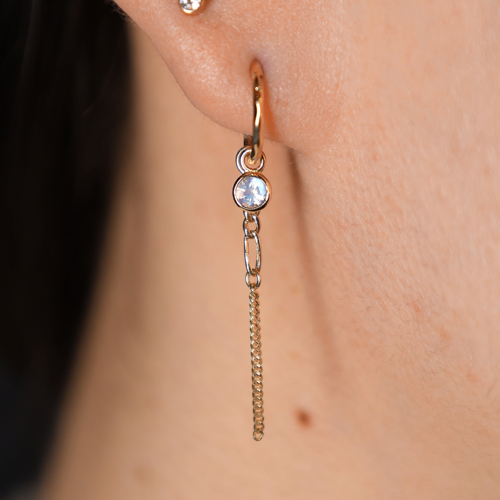 Facet Moonstone Hoop Charm