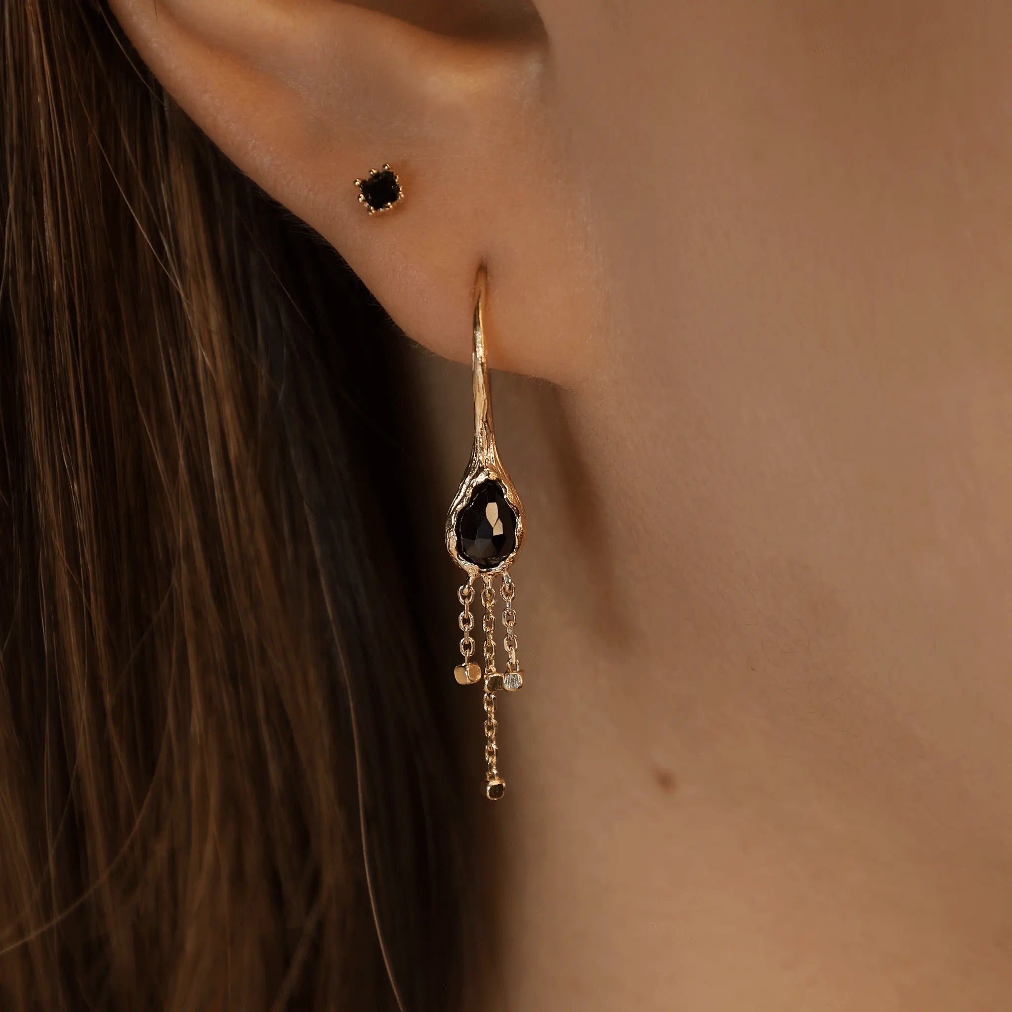 BEATTI Threaders BTE058 • Organic Shape Gemstone Threader Earrings BTE058 • Organic Shape Gemstone Threader Earrings