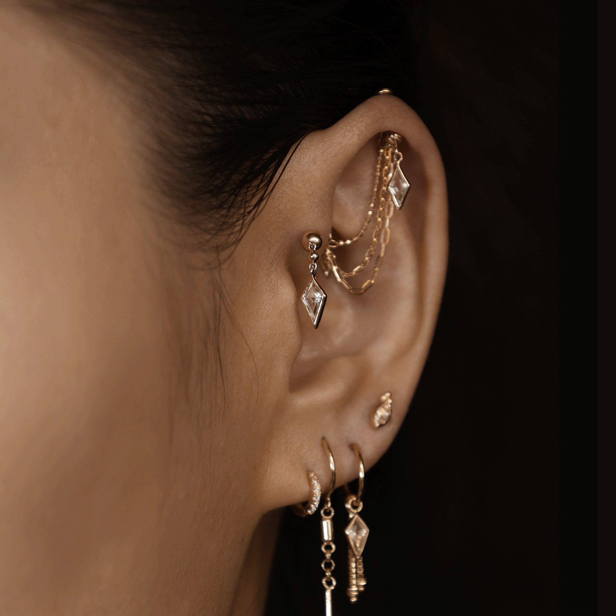 BEATTI Internal Thread Vira • White Topaz 14K Solid Gold Double Barbell Internally Threaded Vira • White Topaz 14K Solid Gold Double Barbell Internally Threaded