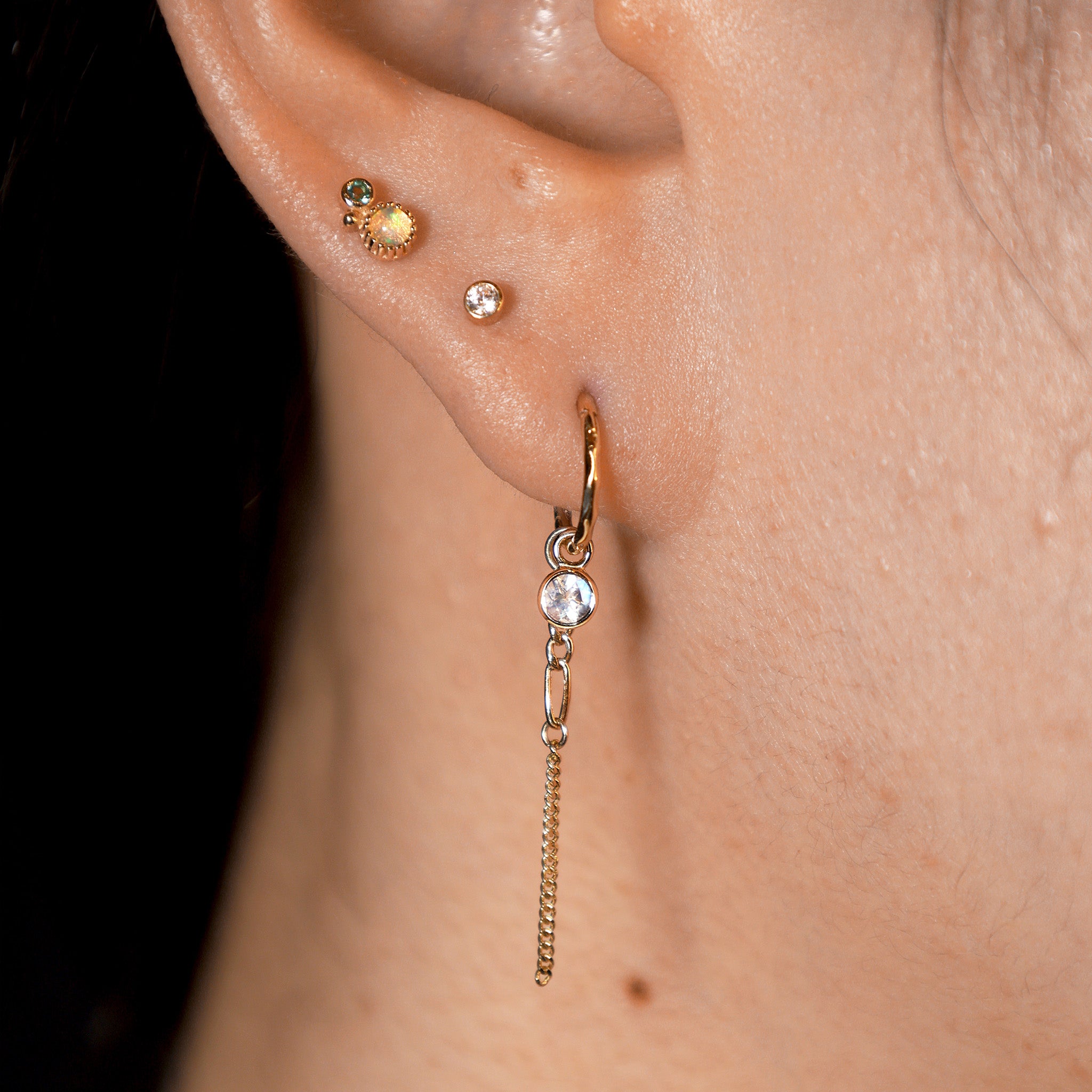 Facet Moonstone Hoop Charm