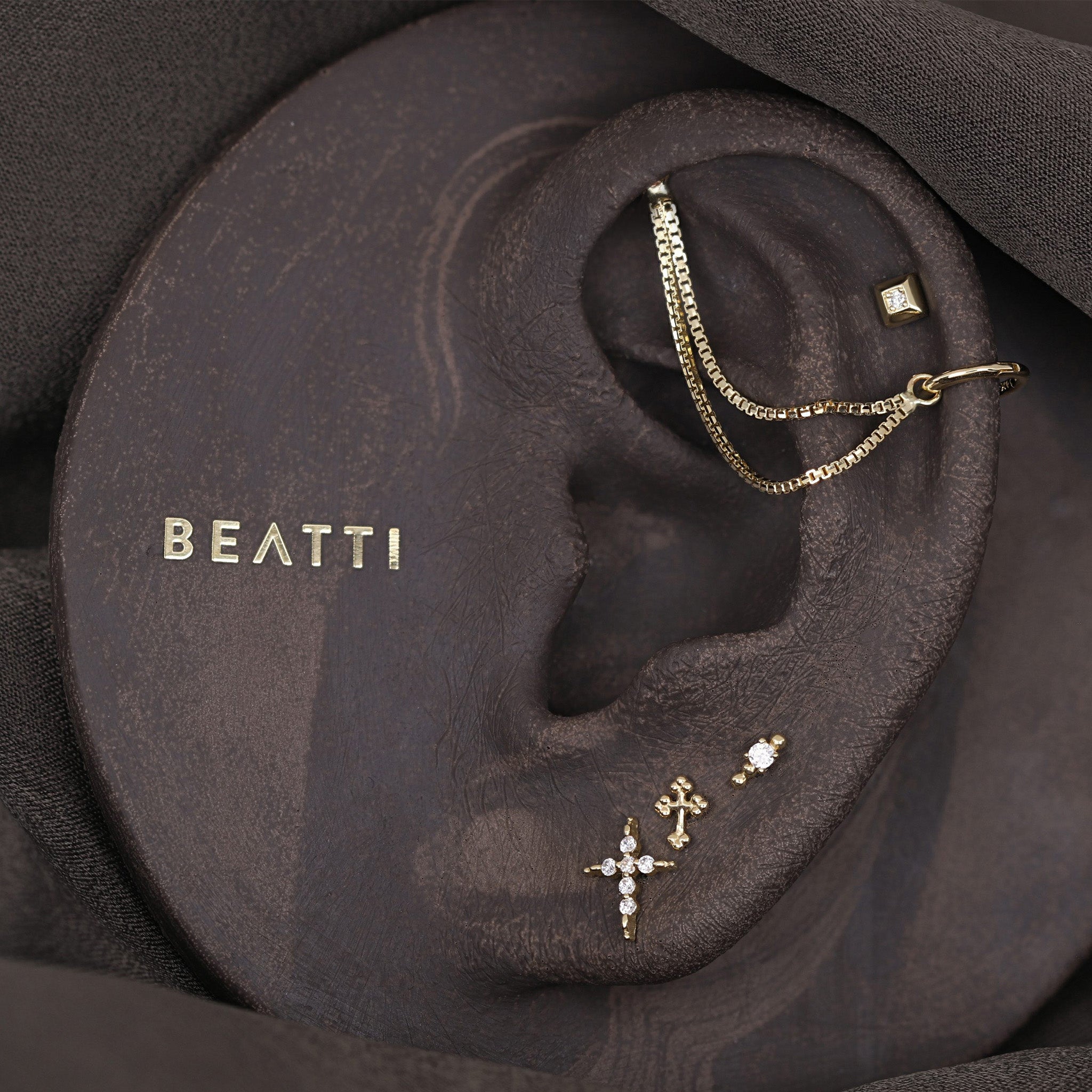 Micro Bead Cross Flat Back Stud