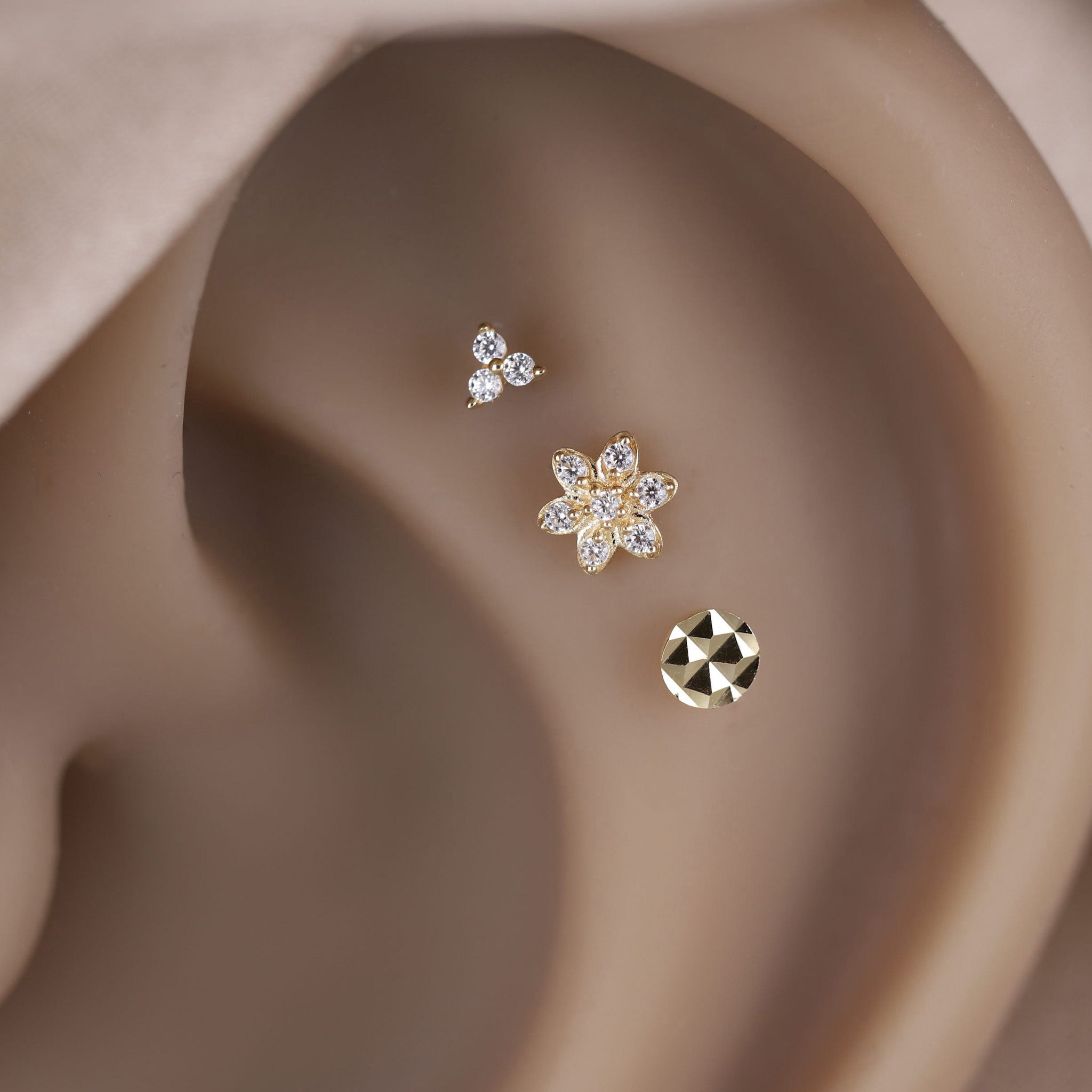 Micro Triangle CZ Flat Back Stud