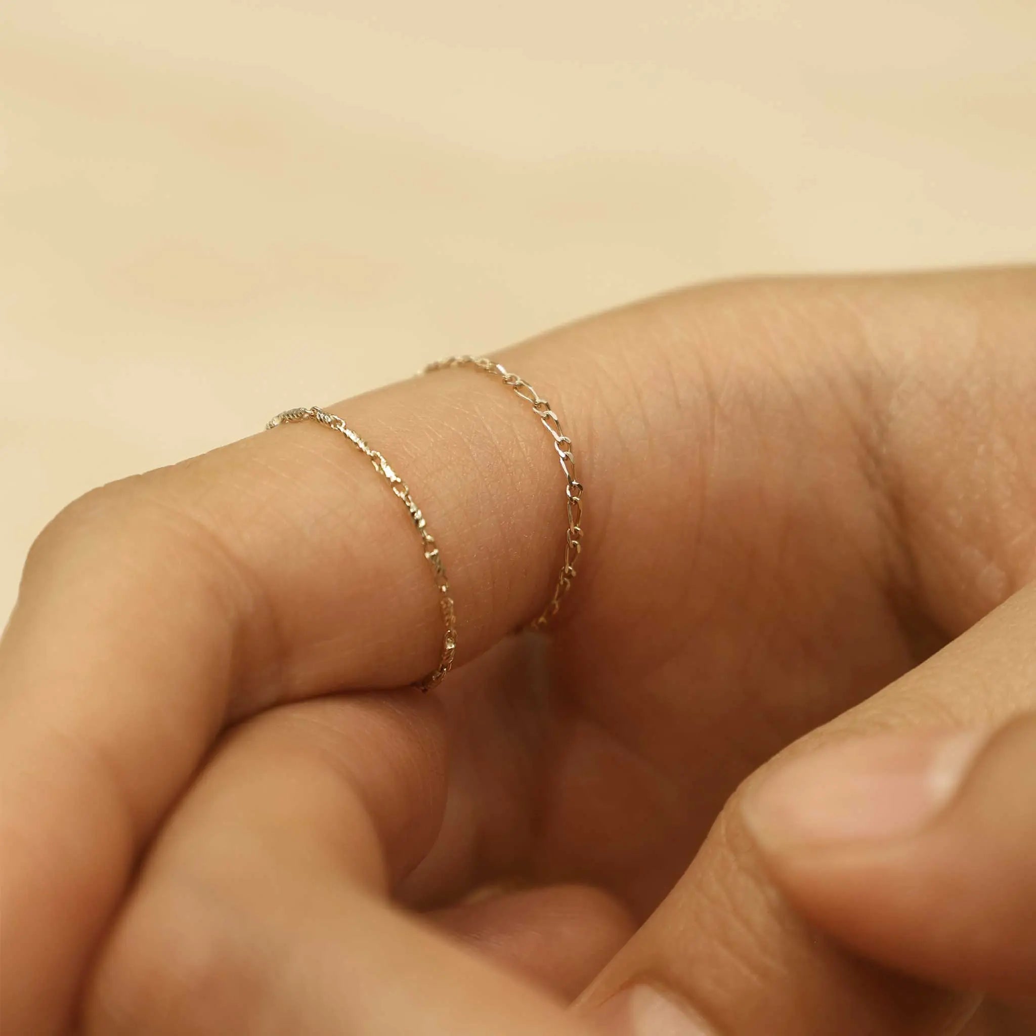 BEATTI Ring Figaro • 14K Gold Chain Ring Figaro • 14K Gold Chain Ring