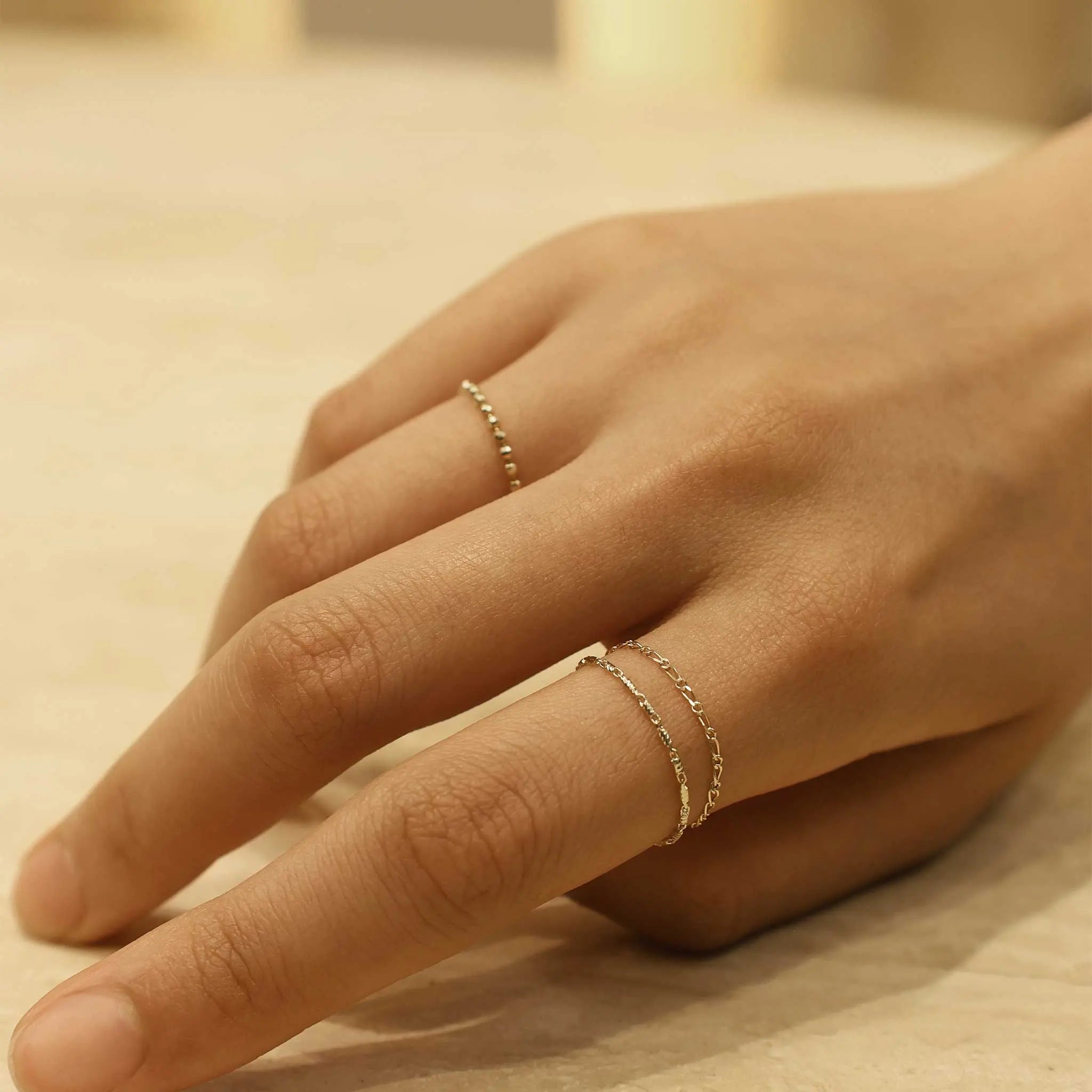 BEATTI Ring Figaro • 14K Gold Chain Ring Figaro • 14K Gold Chain Ring