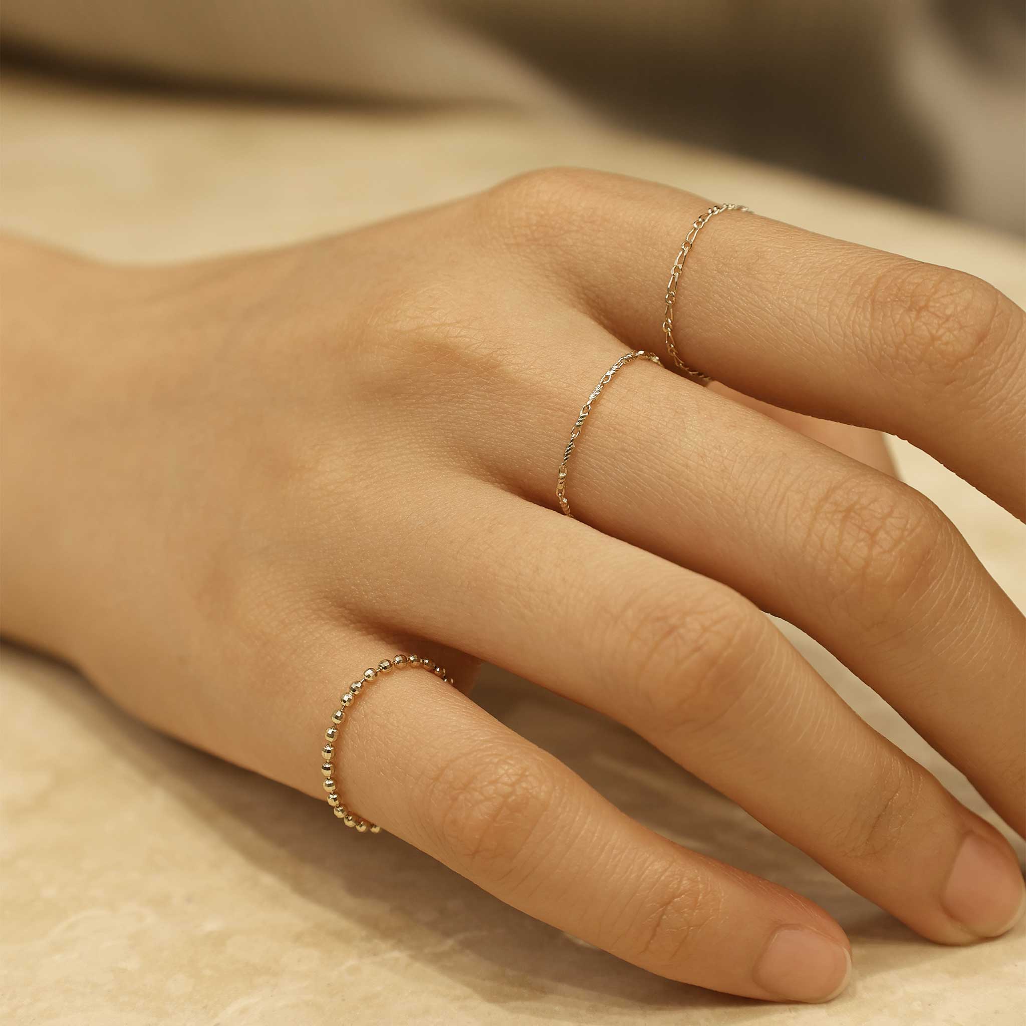 BEATTI Ring Carverli • 14K Gold Chain Rin Carverli • 14K Gold Chain Rin