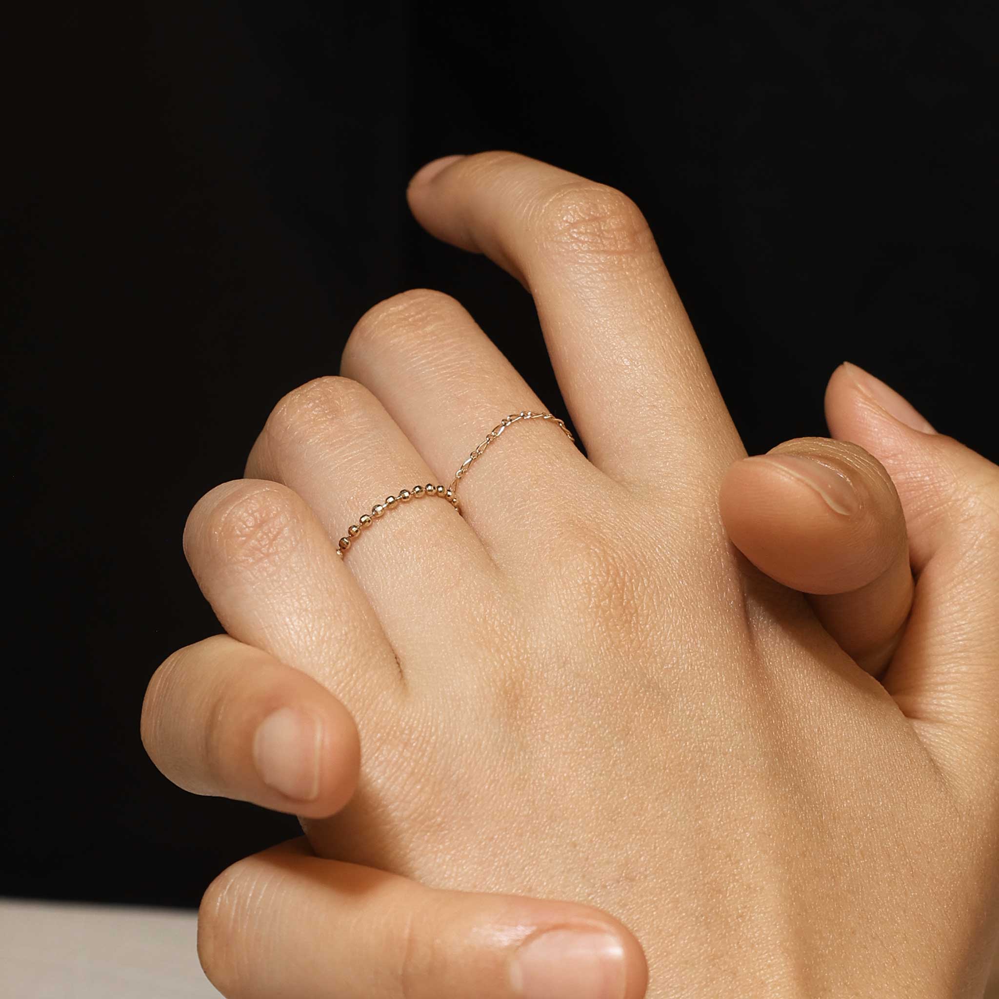 BEATTI Ring Figaro • 14K Gold Chain Ring Figaro • 14K Gold Chain Ring