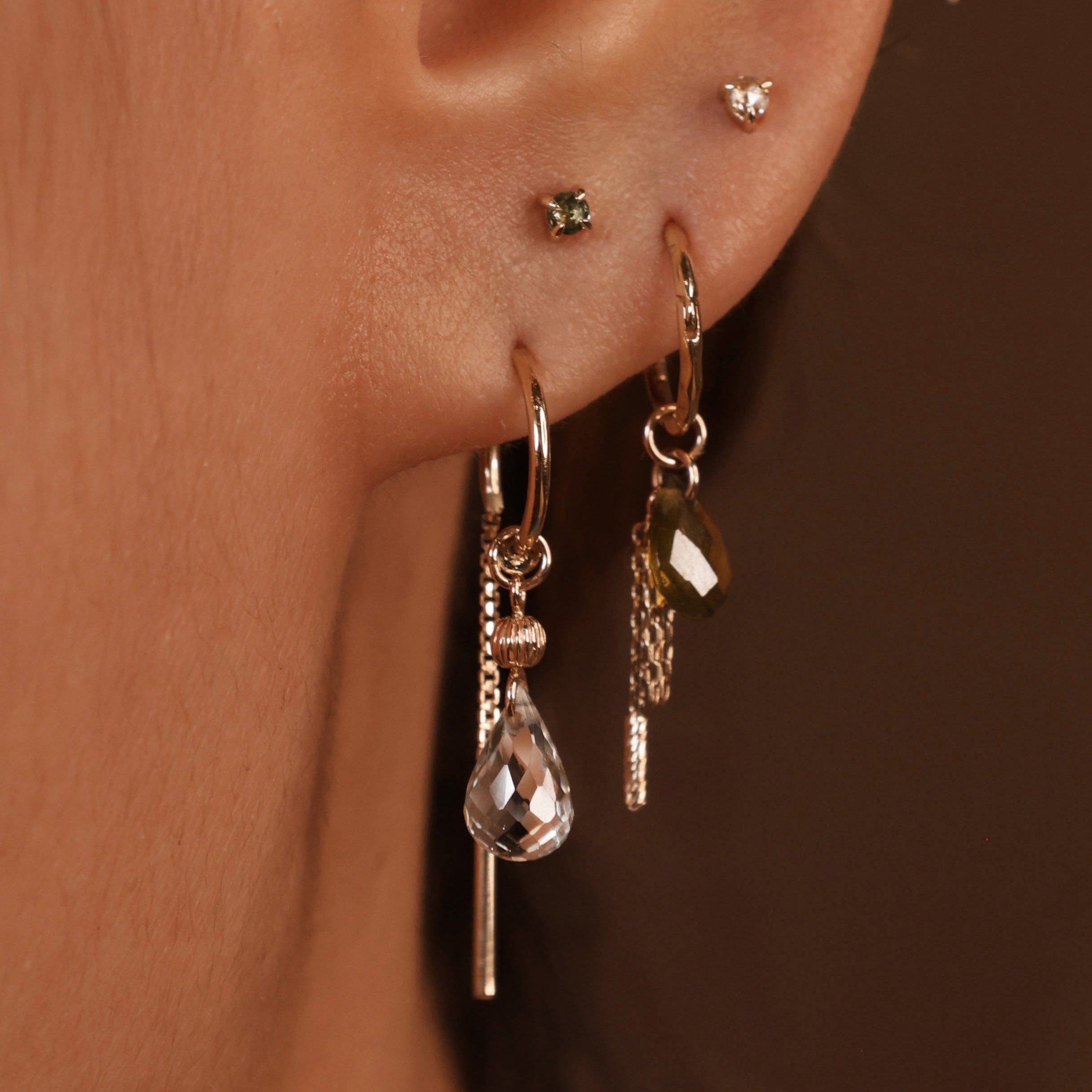 BEATTI Threadless Ends 2mm Rose Cut Diamond 4-Prong Flat Back Stud 2mm Rose Cut Diamond 4-Prong Flat Back Stud