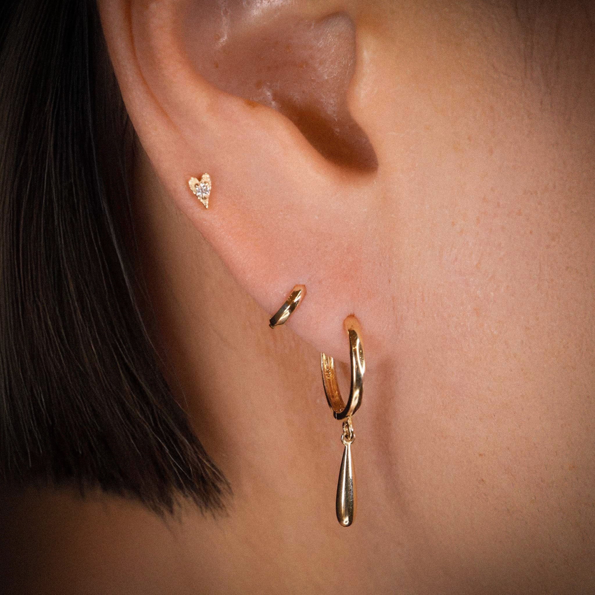 BEATTI Chain Earrings Gold / Pair Slim Drop Charm Hoops OT402793 Slim Drop Charm Hoops