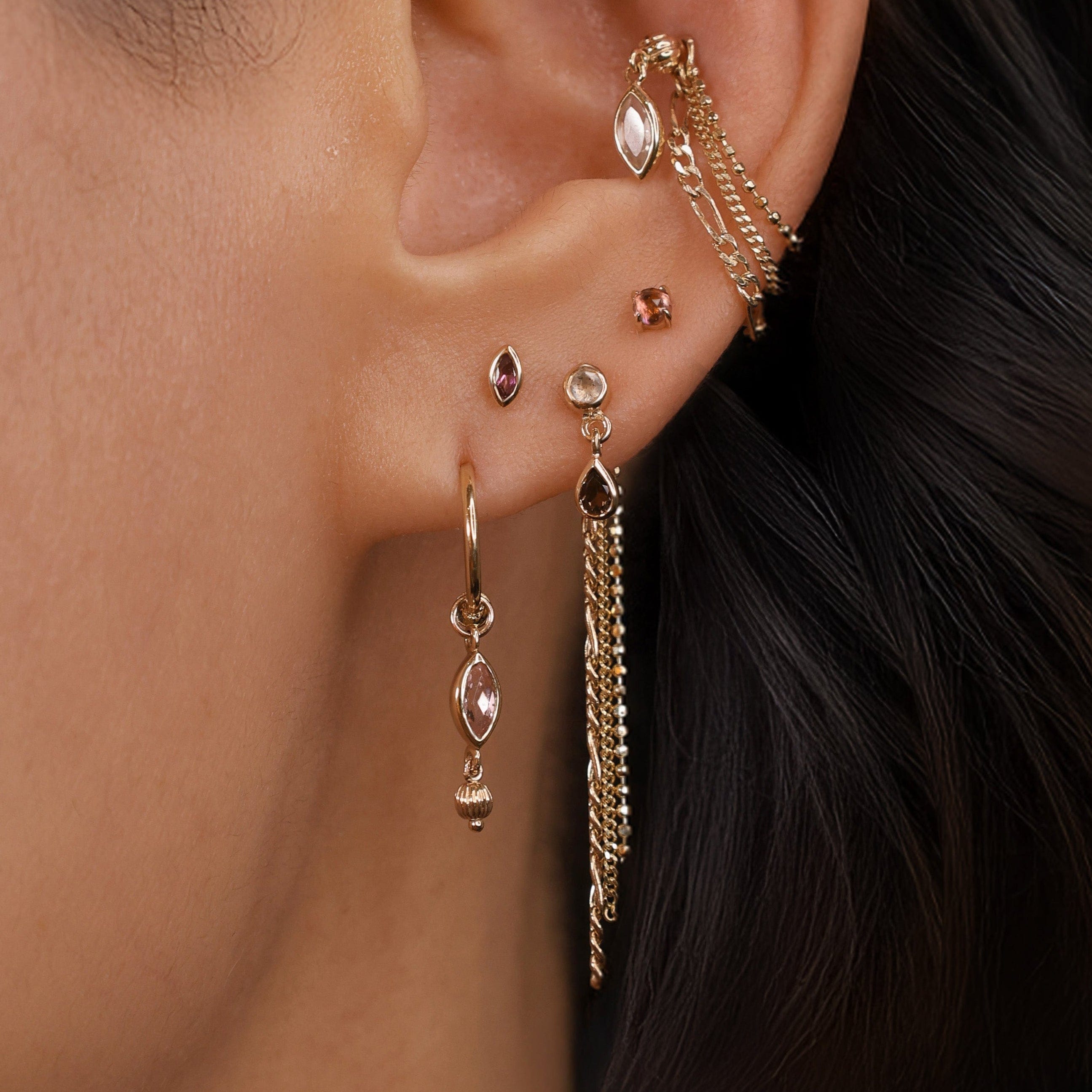 BEATTI Charms Gold Quinn • Triple Mixed Chain Charm MJC026 Quinn • Triple Mixed Chain Charm