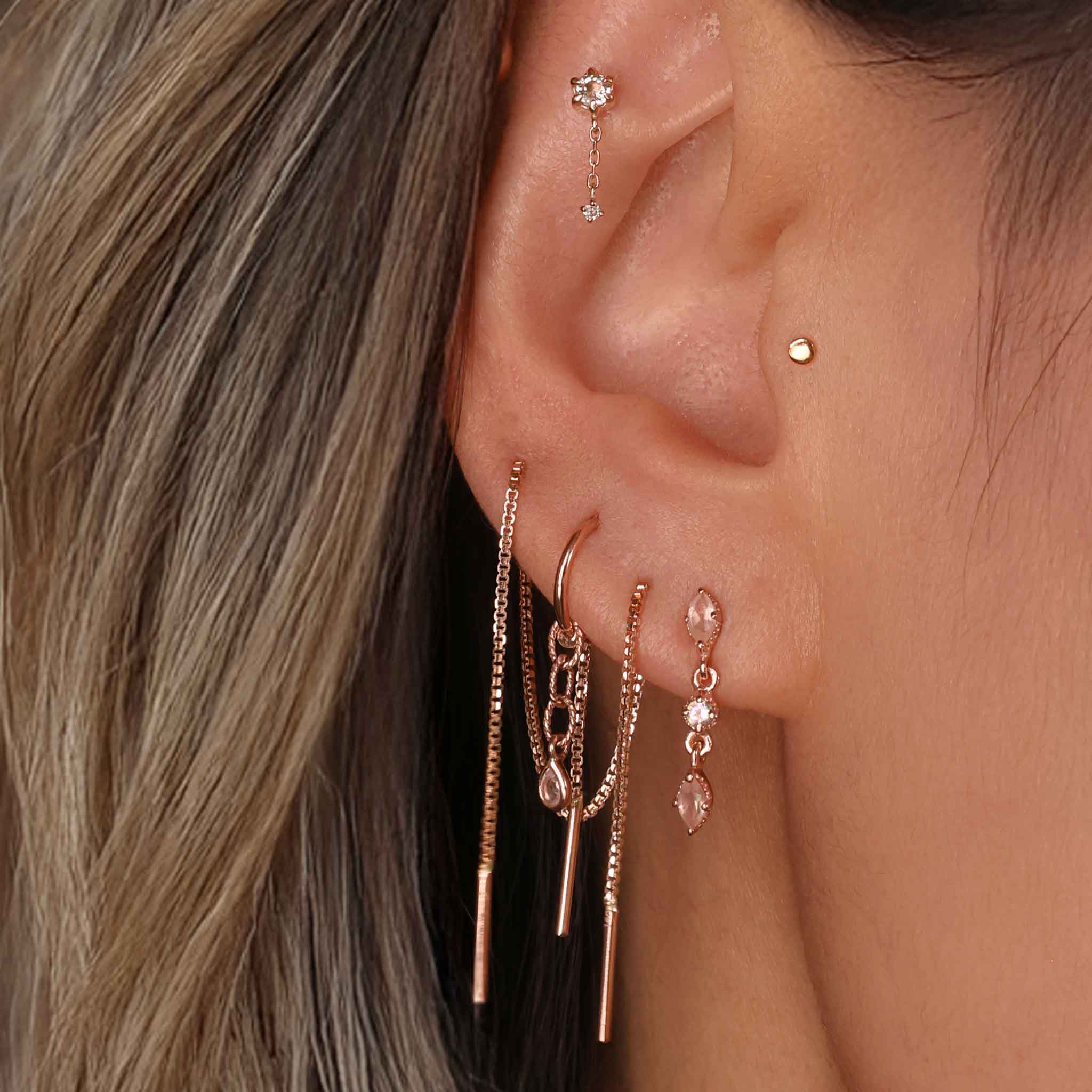 BEATTI Studs Rose Gold / Rose Quartz + Amethyst Sample Sale • Dangle Marquise Natural Gemstone Earrings SV/RG SS25 SS25 EA 015 SV RG Sample Sale • Dangle Marquise Natural Gemstone Earrings SV/RG SS25