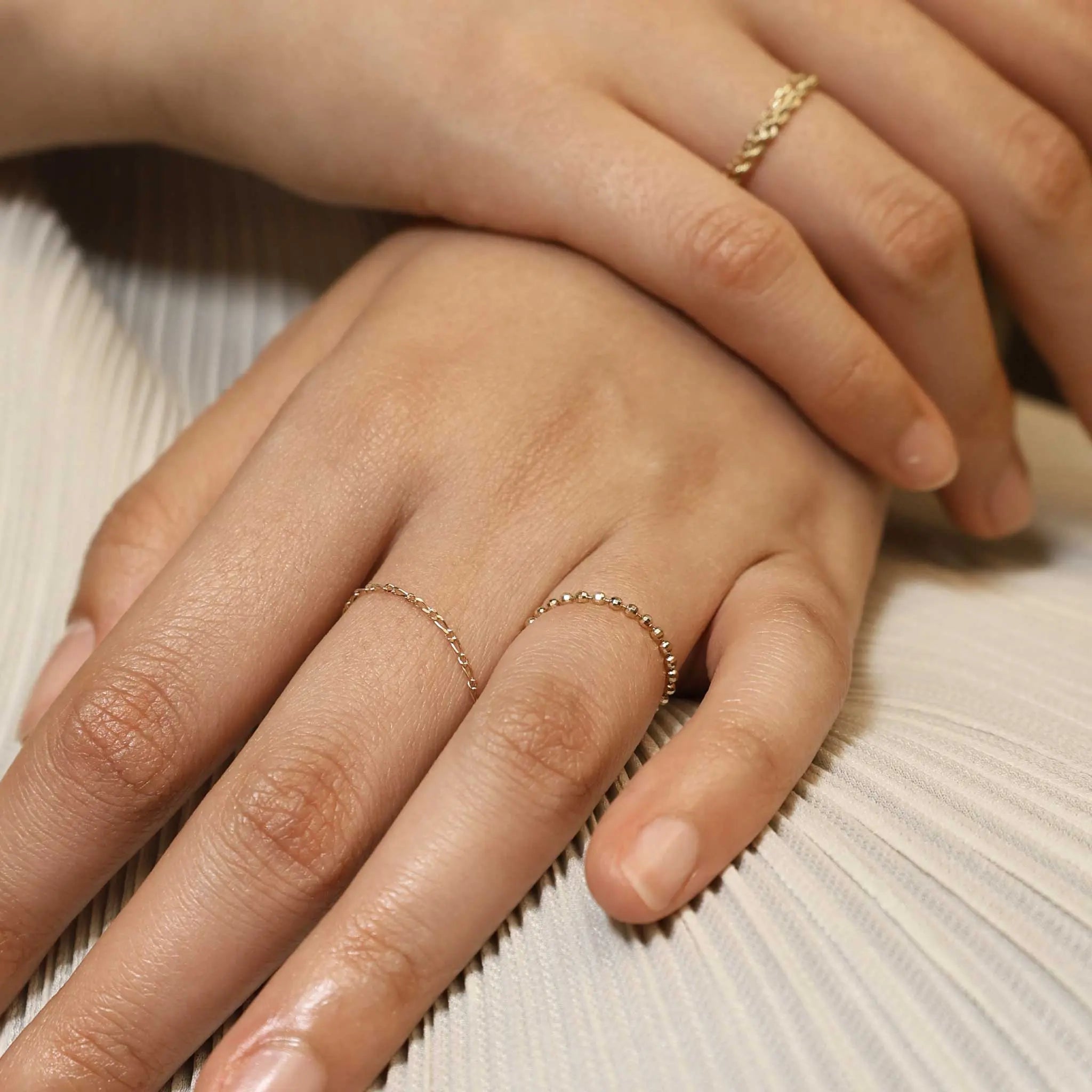 BEATTI Ring Figaro • 14K Gold Chain Ring Figaro • 14K Gold Chain Ring