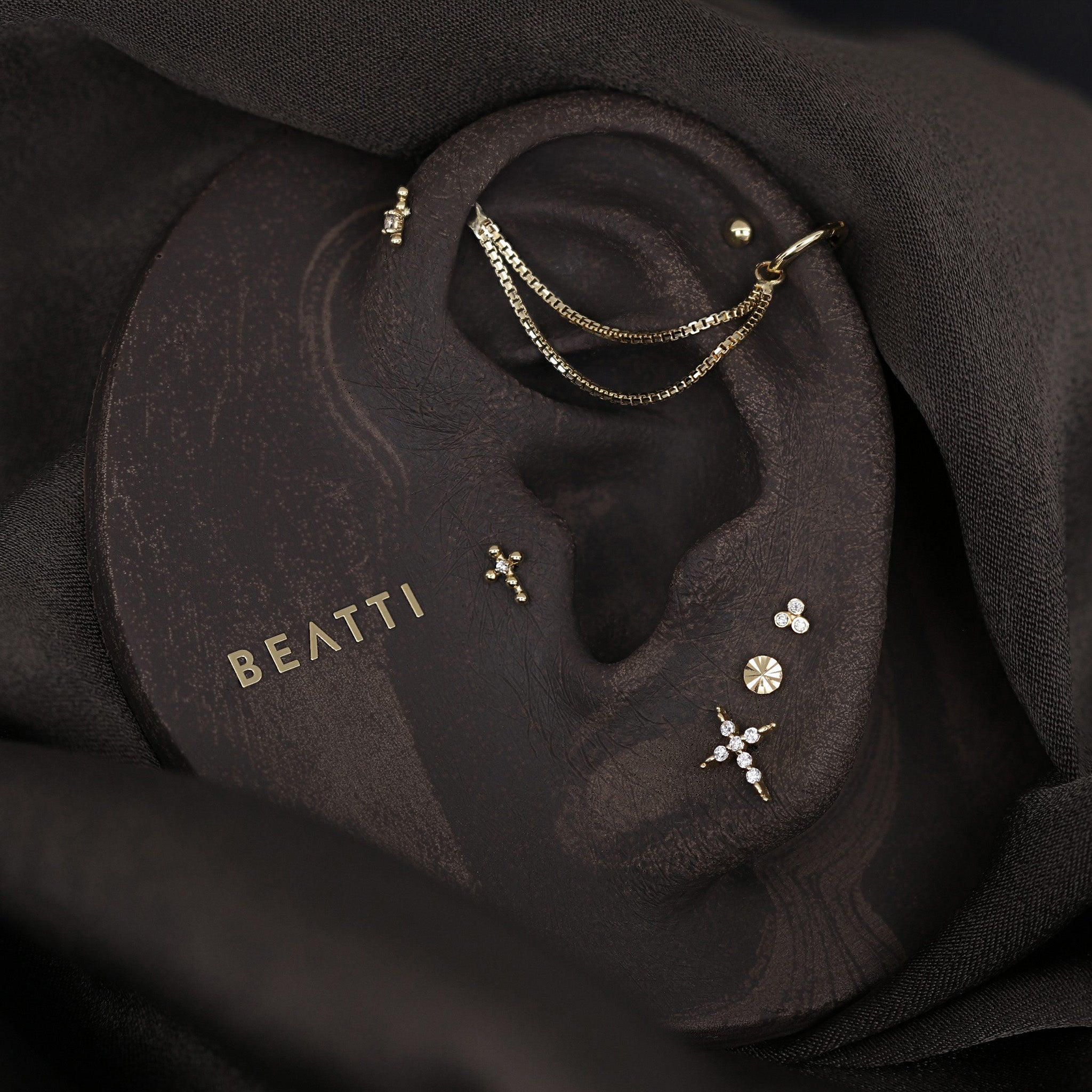 Delicate CZ Cross Flat back stud