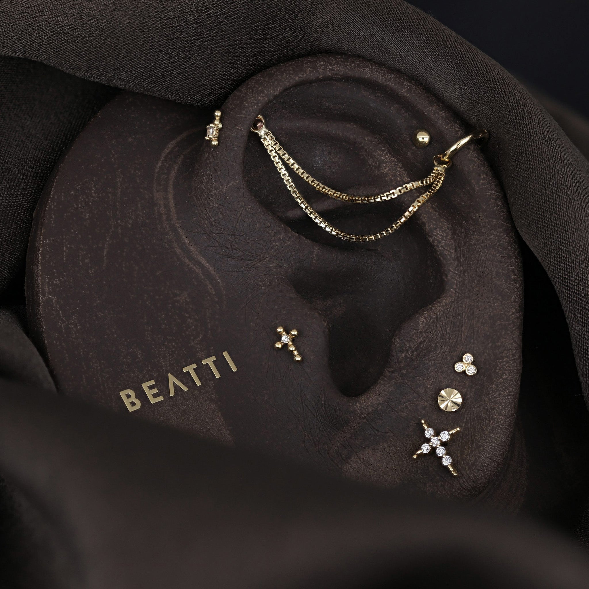 Delicate CZ Cross Flat back stud