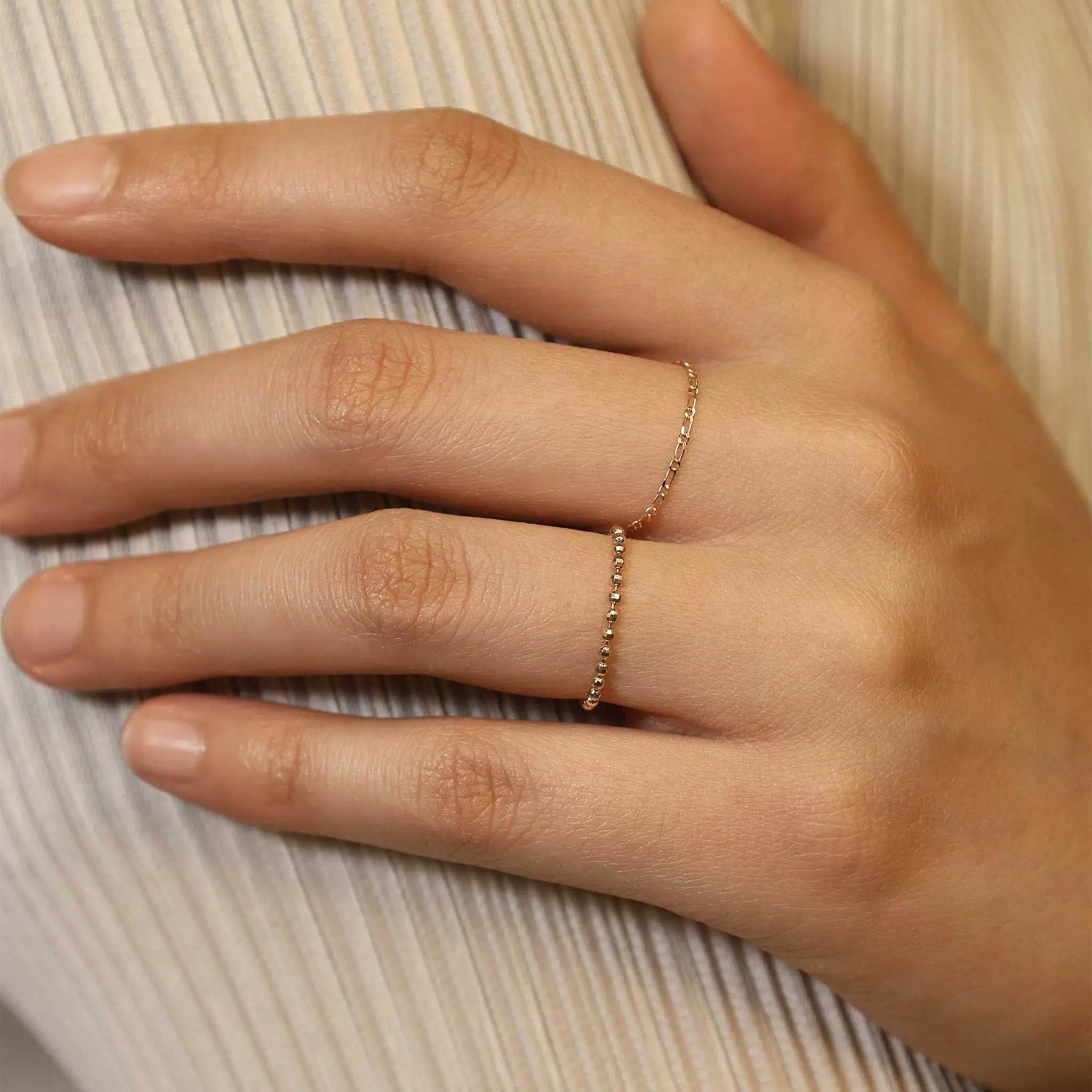 BEATTI Ring Figaro • 14K Gold Chain Ring Figaro • 14K Gold Chain Ring