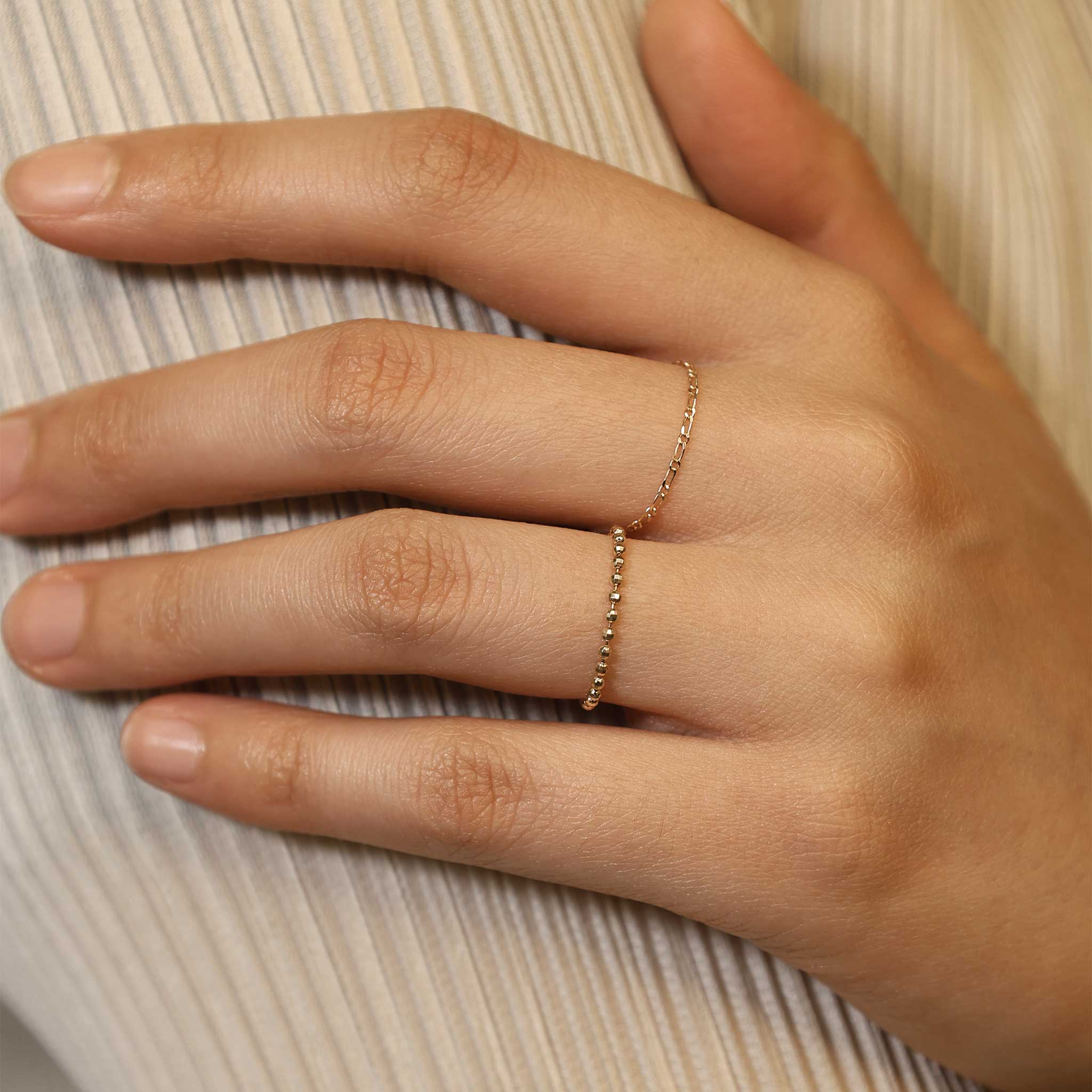 BEATTI Ring Figaro • 14K Gold Chain Ring Figaro • 14K Gold Chain Ring