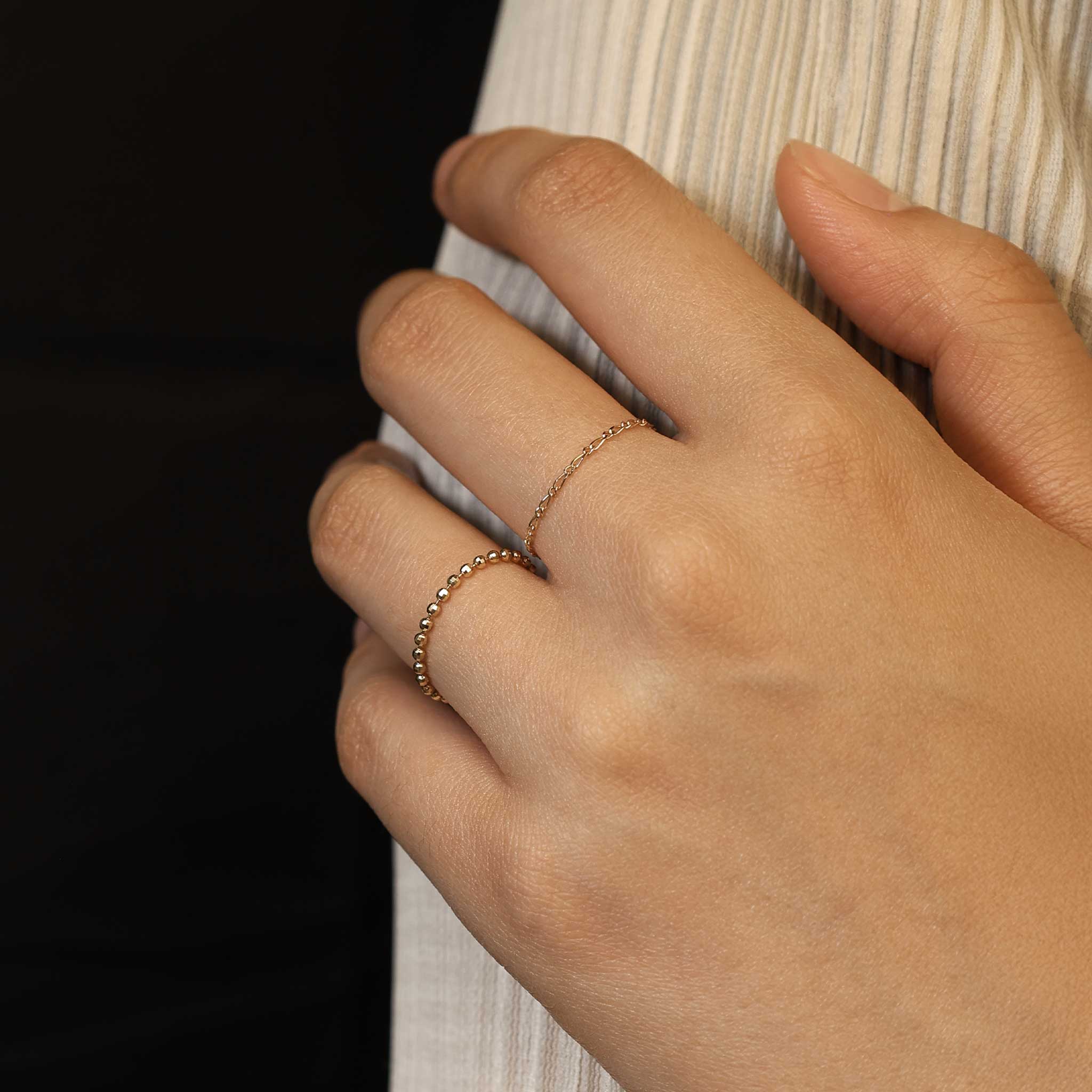 BEATTI Ring Figaro • 14K Gold Chain Ring Figaro • 14K Gold Chain Ring