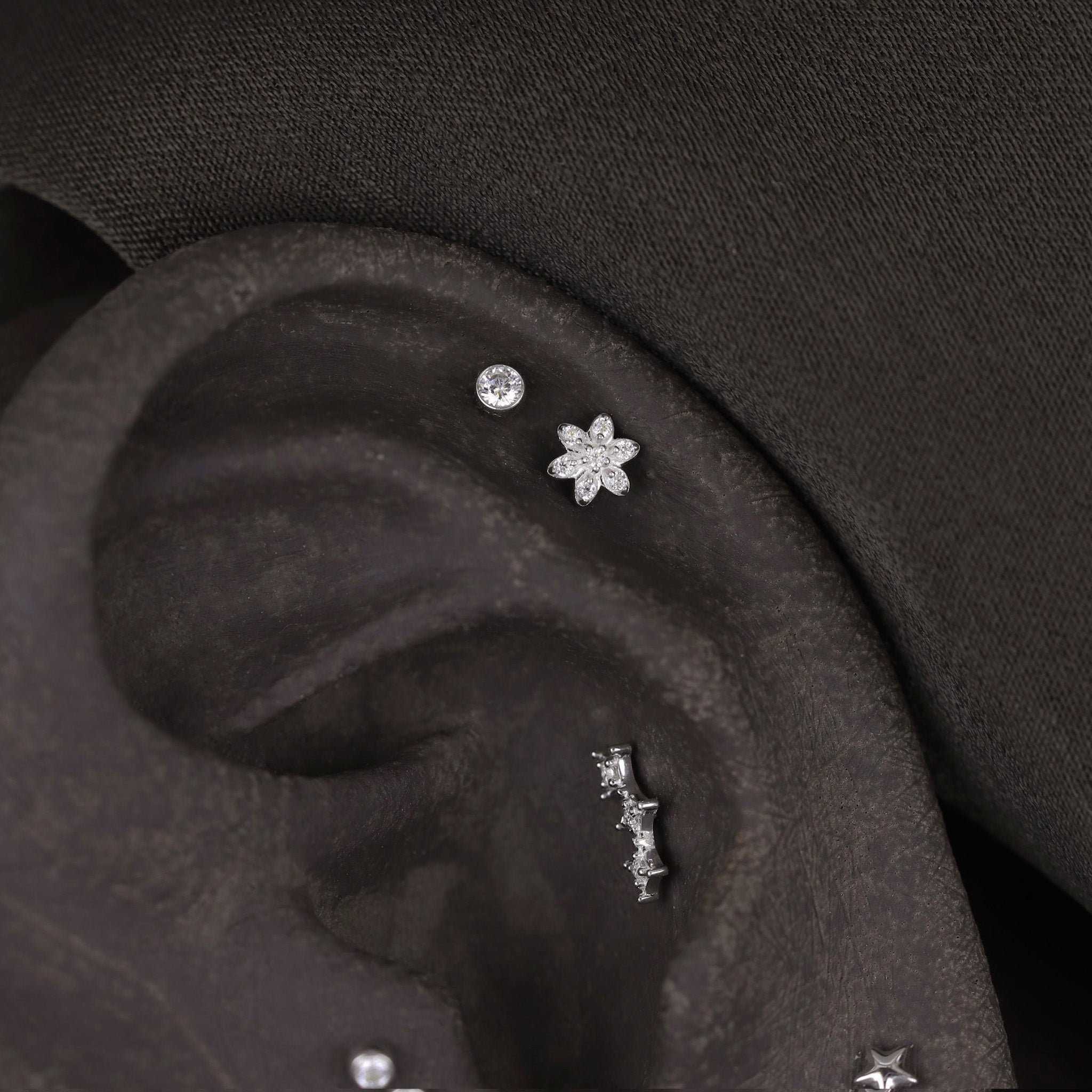 Micro Rosette CZ Flat Back Stud