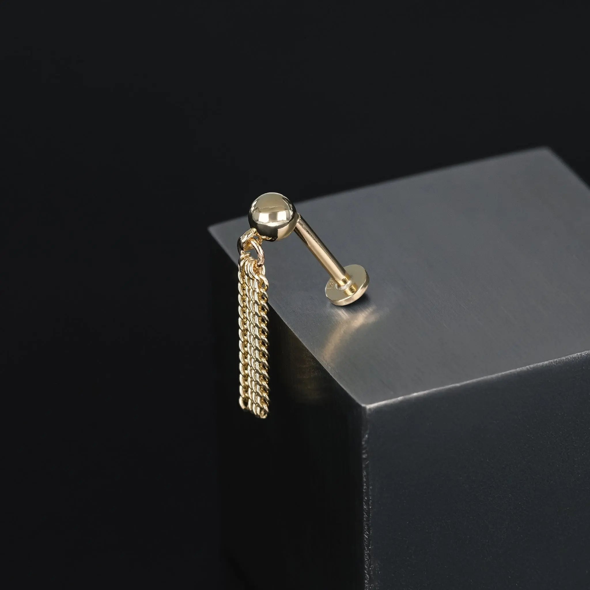 BEATTI Internal Thread Gold / 18G/6mm Silky Drape Chain Stud AP Tassel Silky Drape Chain Stud