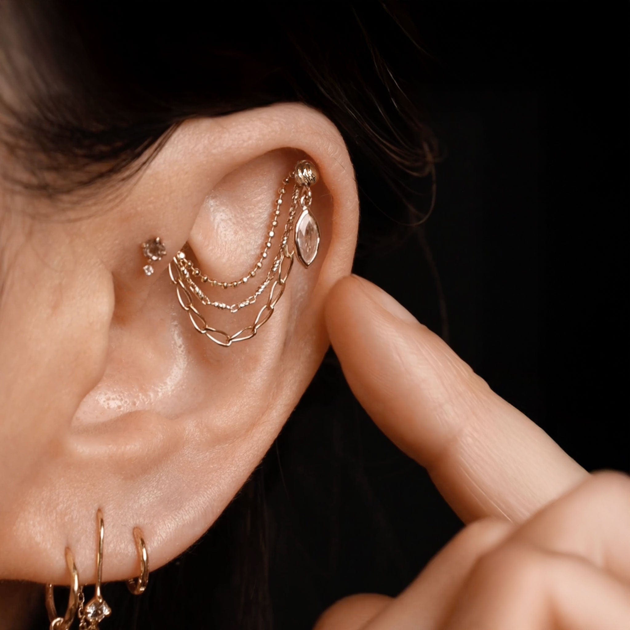 BEATTI Threadless Ends Aris Drop Threadless Flat Back Stud Aris Drop Threadless Flat Back Stud