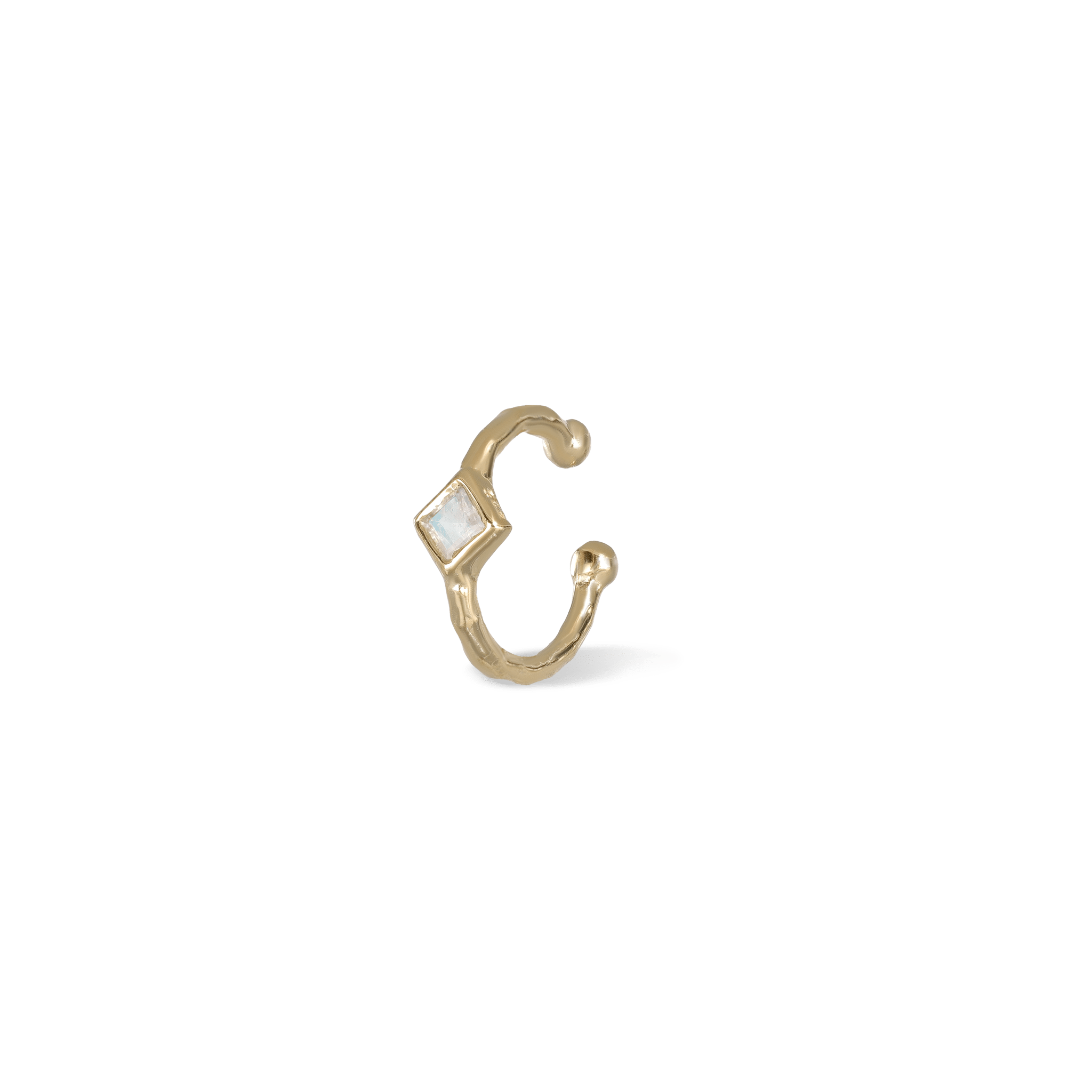 BEATTI Hoops Single / Gold / Rainbow Moonstone Sample Sale • Azra • Dainty Rainbow Moonstone Earcuff SS25 SS25 EC 001 SV MR Sample Sale • Azra • Dainty Rainbow Moonstone Earcuff SS25