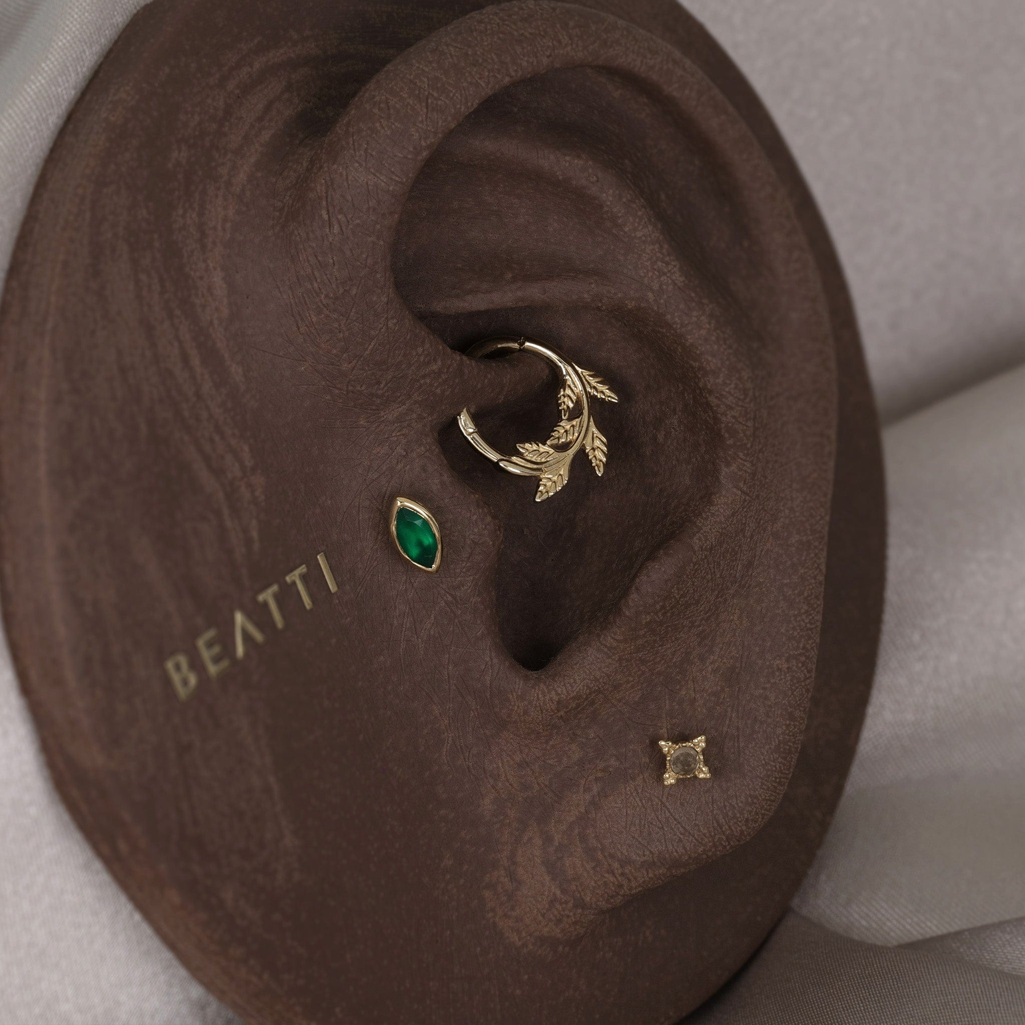 BEATTI Hoops NEW 14K Solid Gold Leaf Clicker Hoop NEW 14K Solid Gold Leaf Clicker Hoop