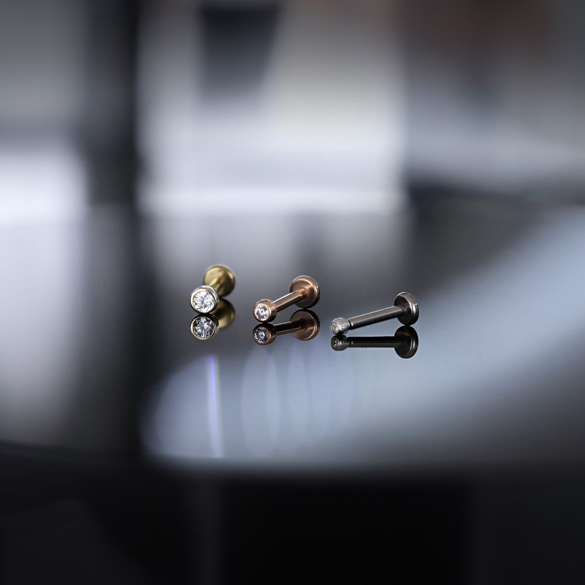 Tiny Bezel CZ Flat Back Stud