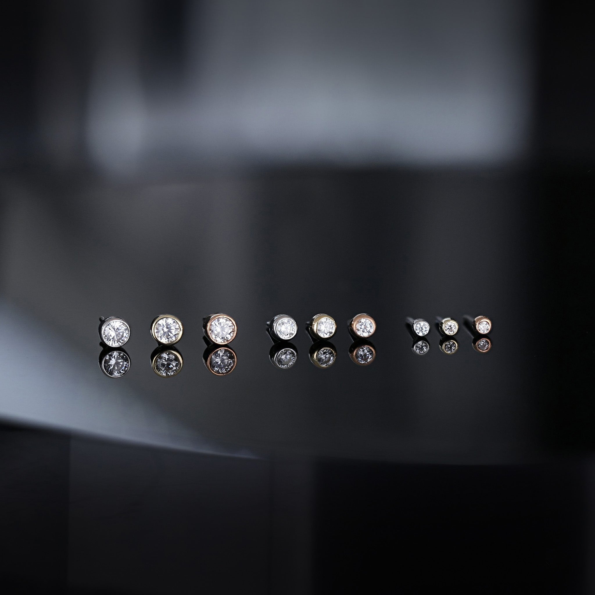 Tiny Bezel CZ Flat Back Stud