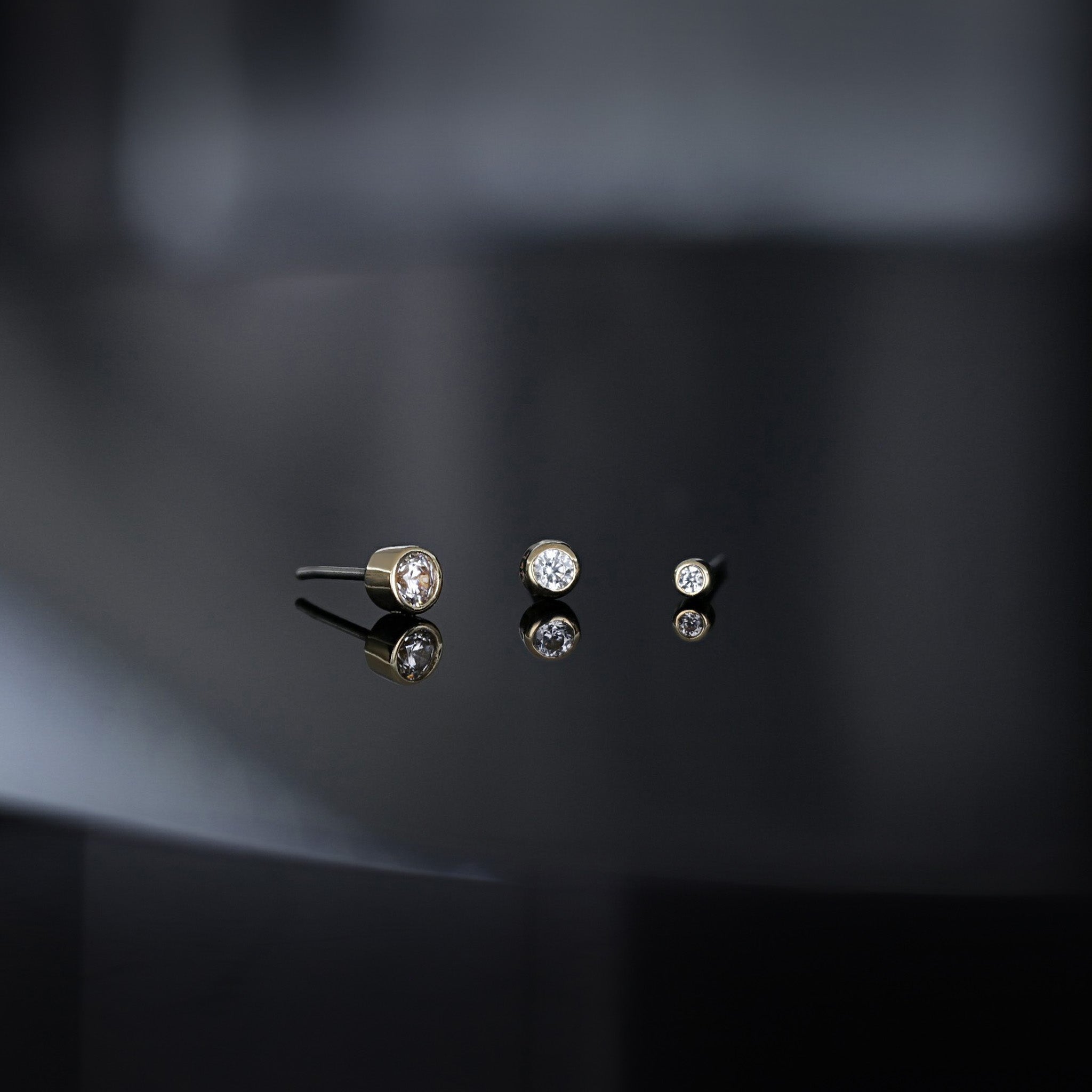 Tiny Bezel CZ Flat Back Stud