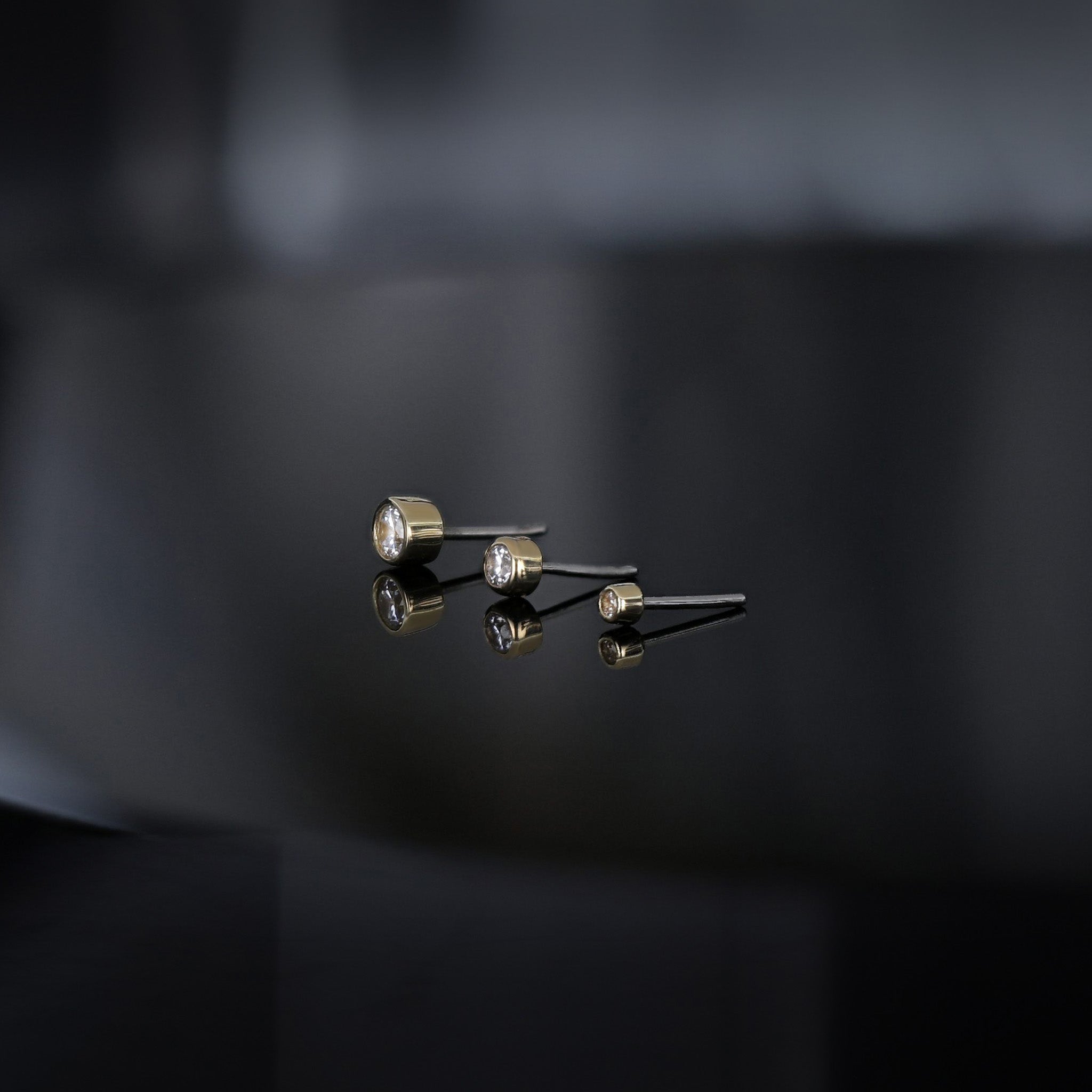 Tiny Bezel CZ Flat Back Stud